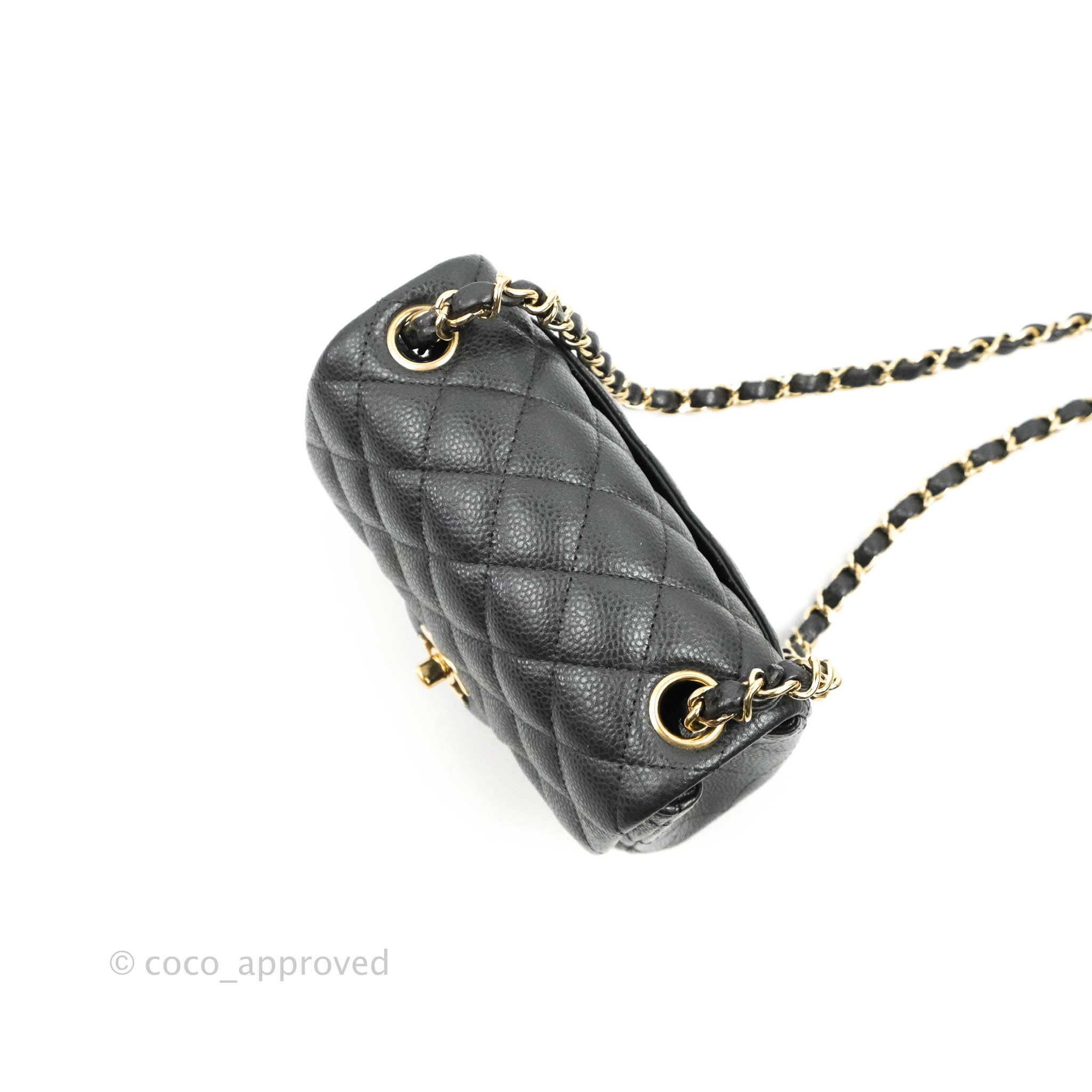 Chanel Square Mini Flap Gold Ball Pearl - Black