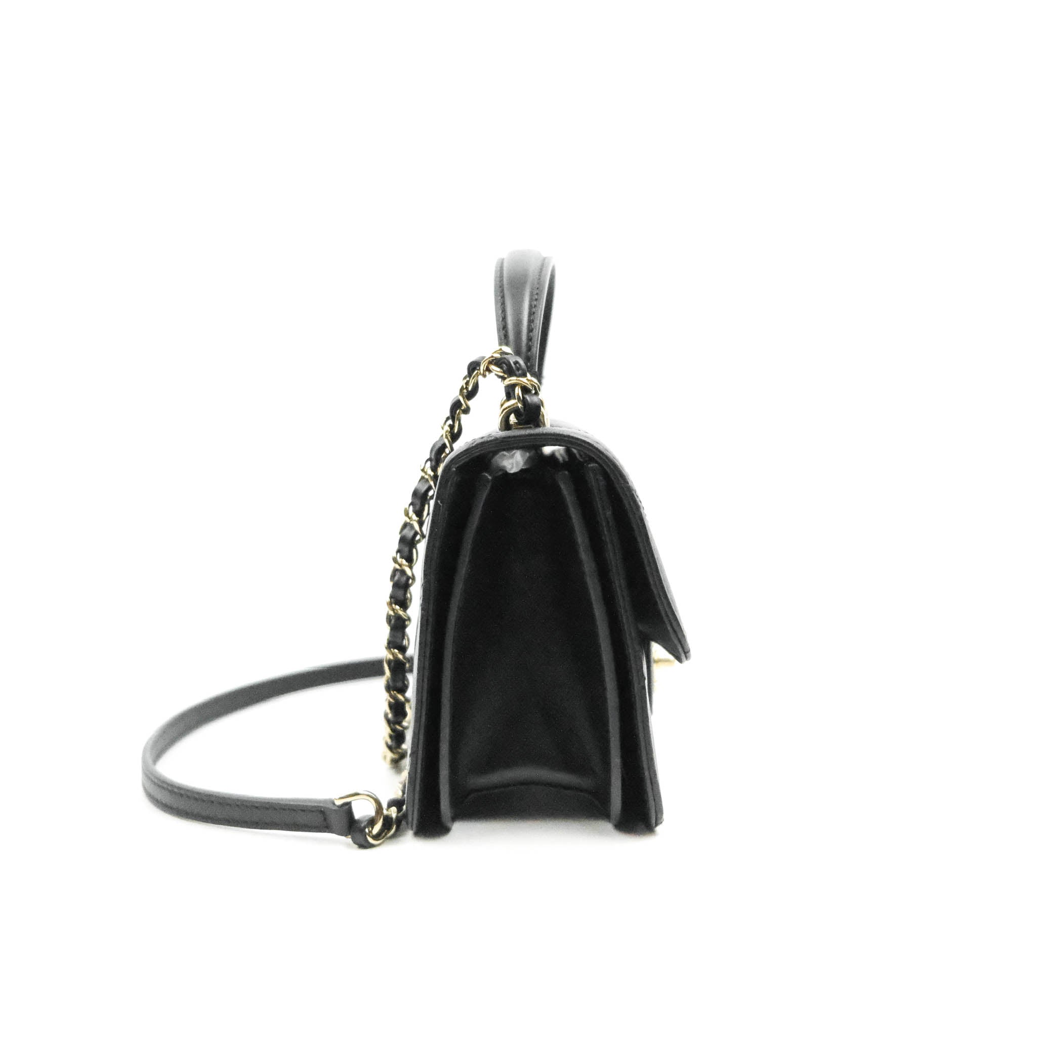 Chanel Quilted Small Flap Chain Top Handle Black Lambskin – ＬＯＶＥＬＯＴＳＬＵＸＵＲＹ