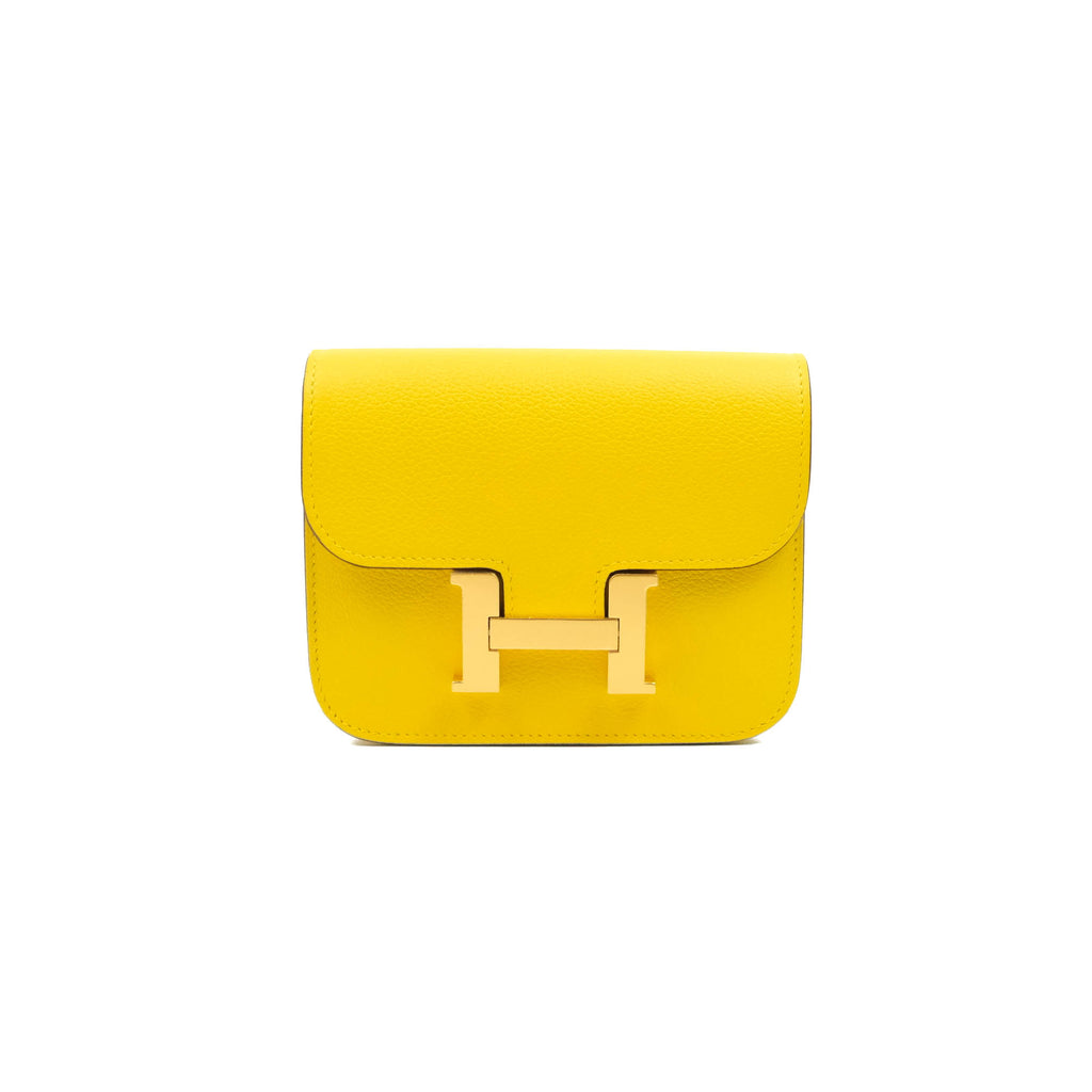 Hermès Constance Slim Wallet Jaunde De Naples Epsom Gold Hardware