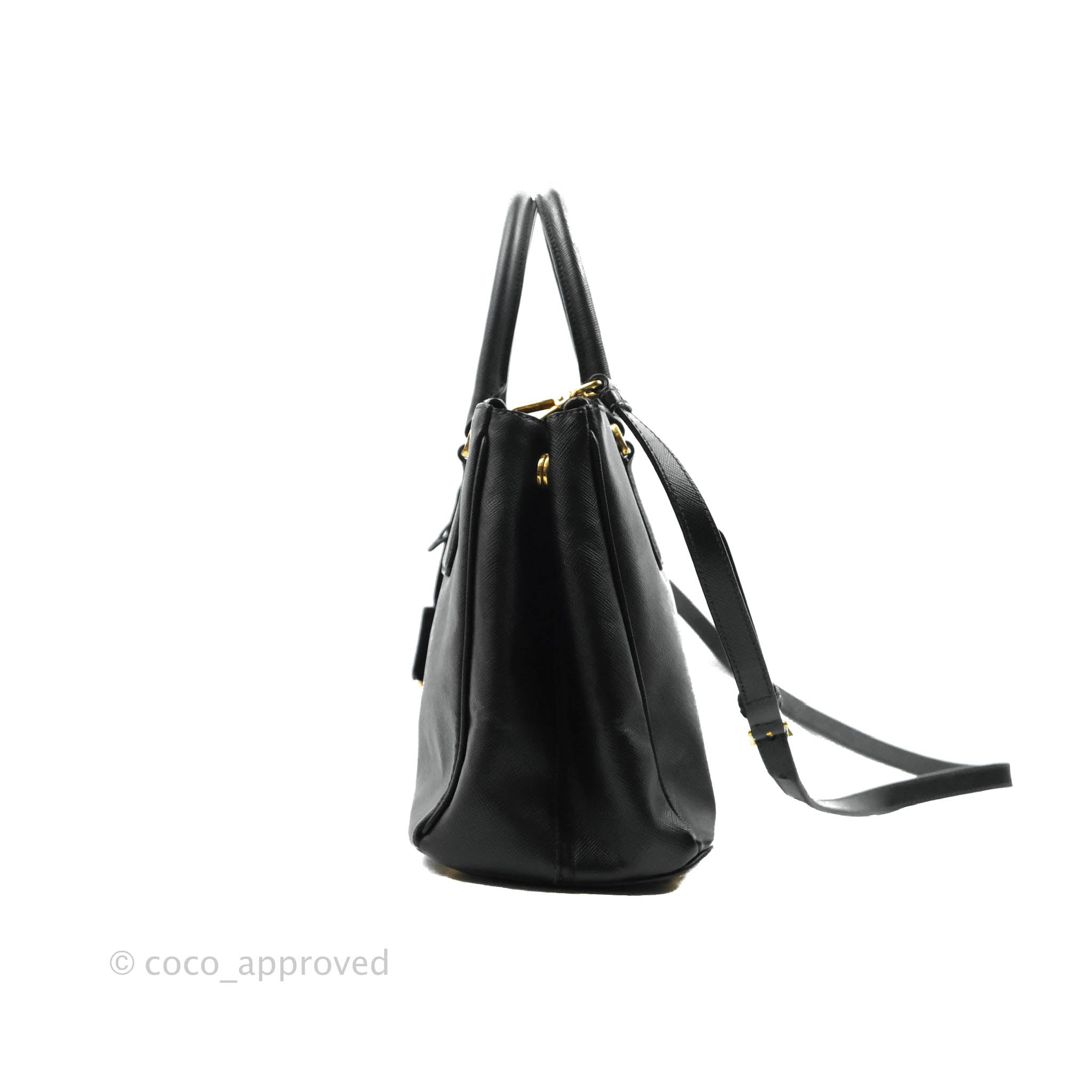 Prada Galleria Double Zip Tote Saffiano Mini Nero Black in Leather with  Brass - US