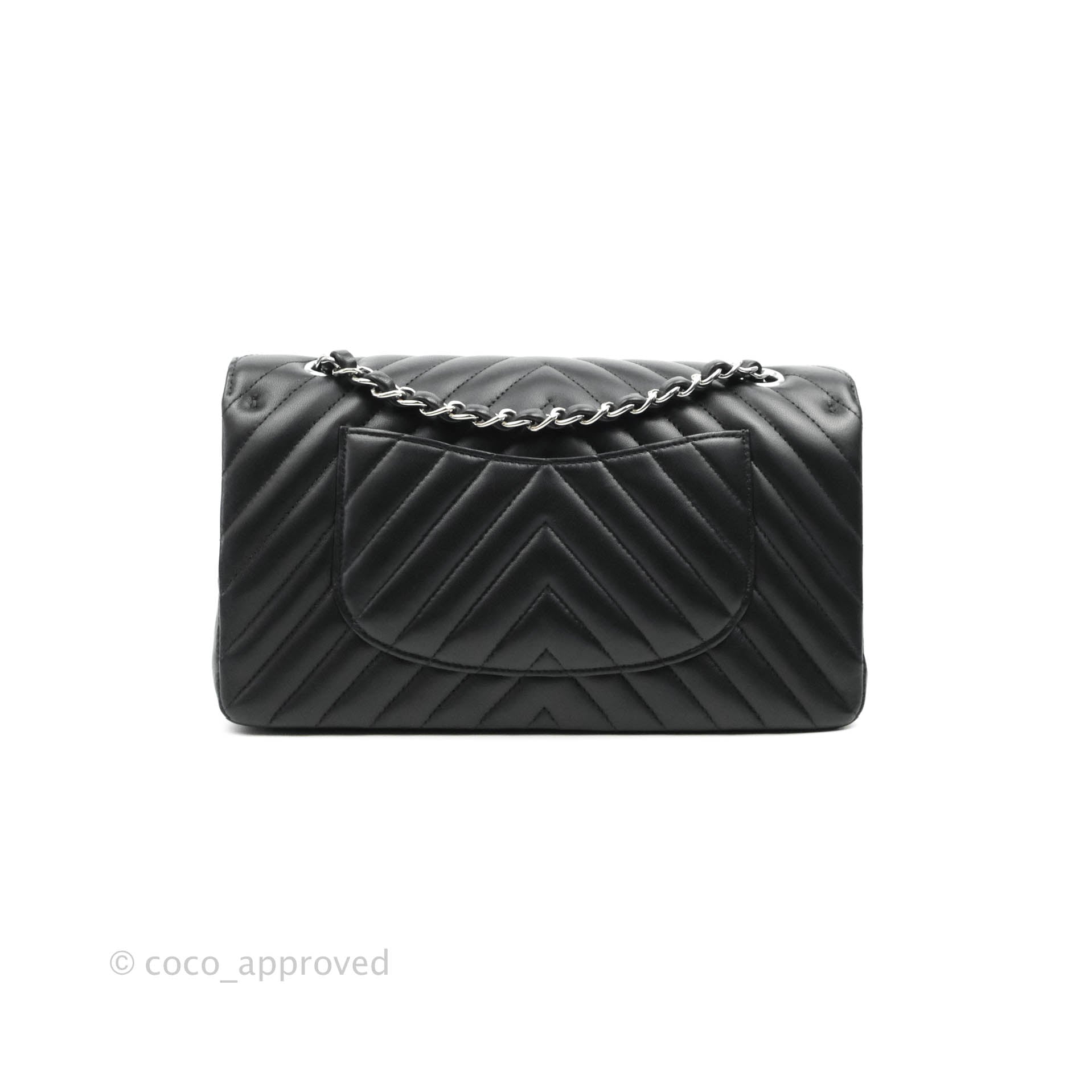 Chanel Classic M/L Medium Chevron Double Flap Black Lambskin