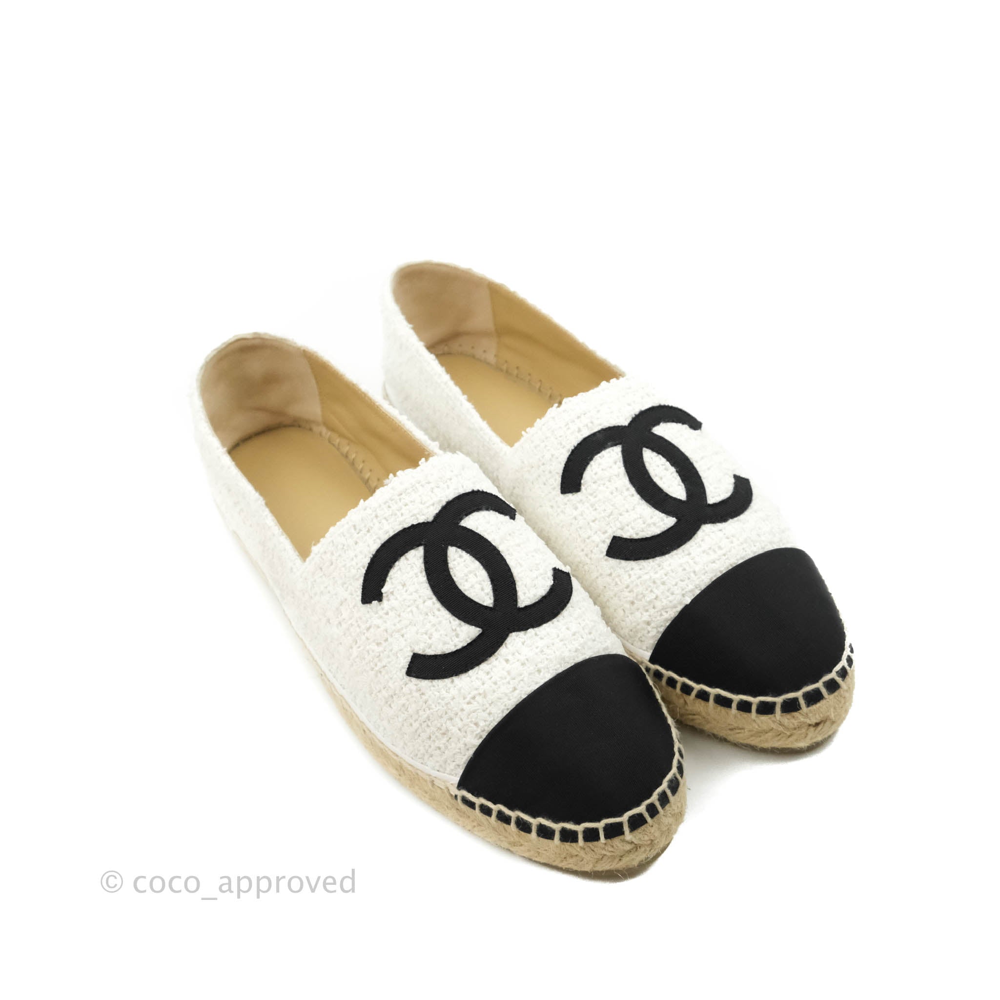 Chanel Espadrilles Tweed Black White 42C – Coco Approved Studio