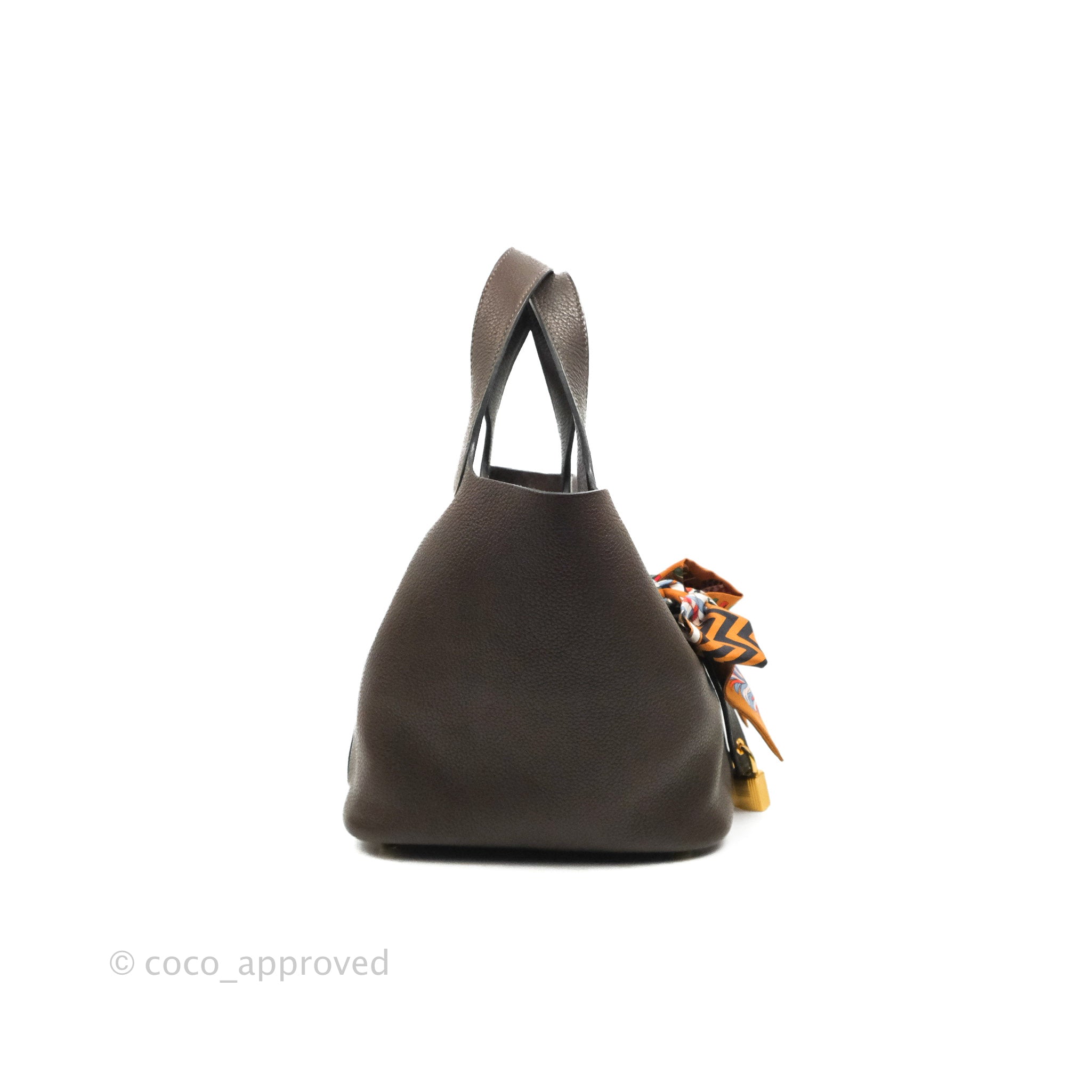 Pre-owned Hermes Fauve Barenia Faubourg Leather Picotin Lock 18 Bag In  Brown