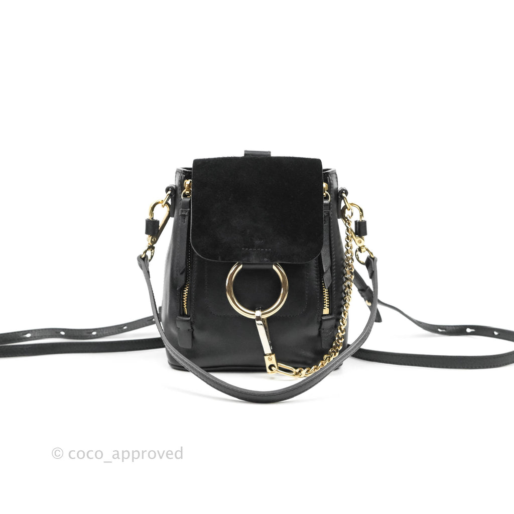 Chloé Small Faye Backpack Black Suede Calfskin