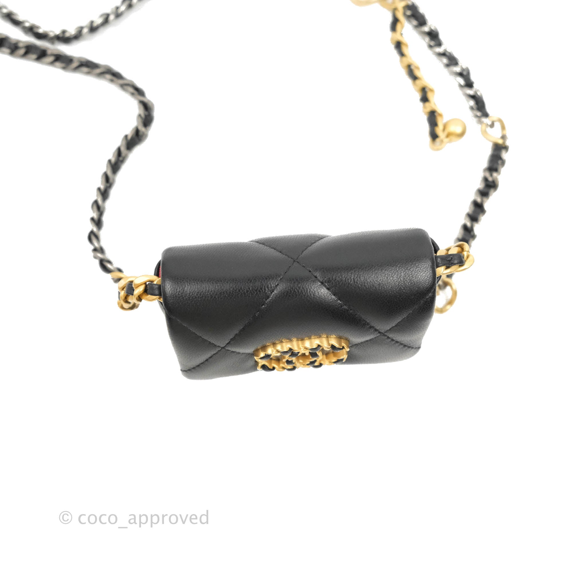 Chanel Black Lambskin 19 Flap Belt Bag Mini