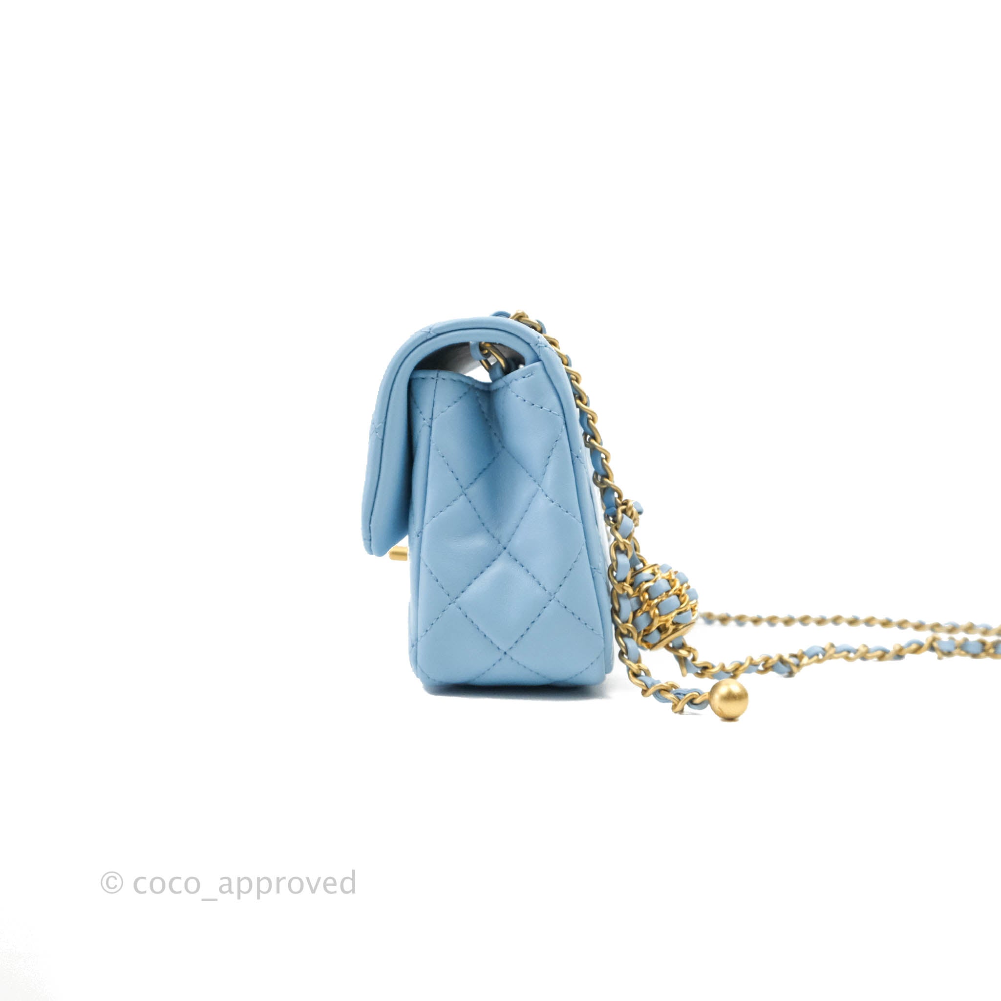 Chanel Pearl Crush Phone Bag, Lambskin, Blue GHW - Laulay Luxury