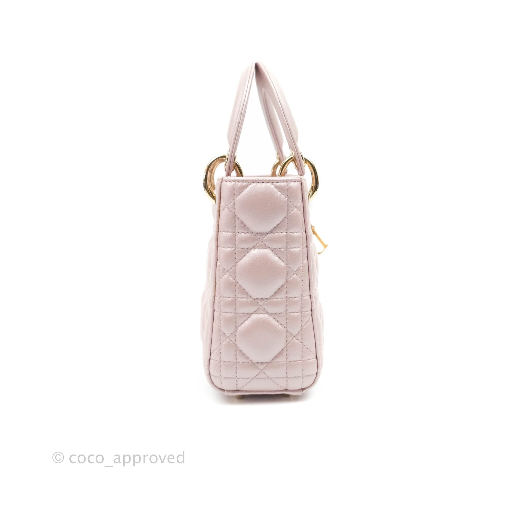 Christian Dior Mini Lady Dior Bag Cannage Lambskin Iridescent Pink Gol –  Coco Approved Studio
