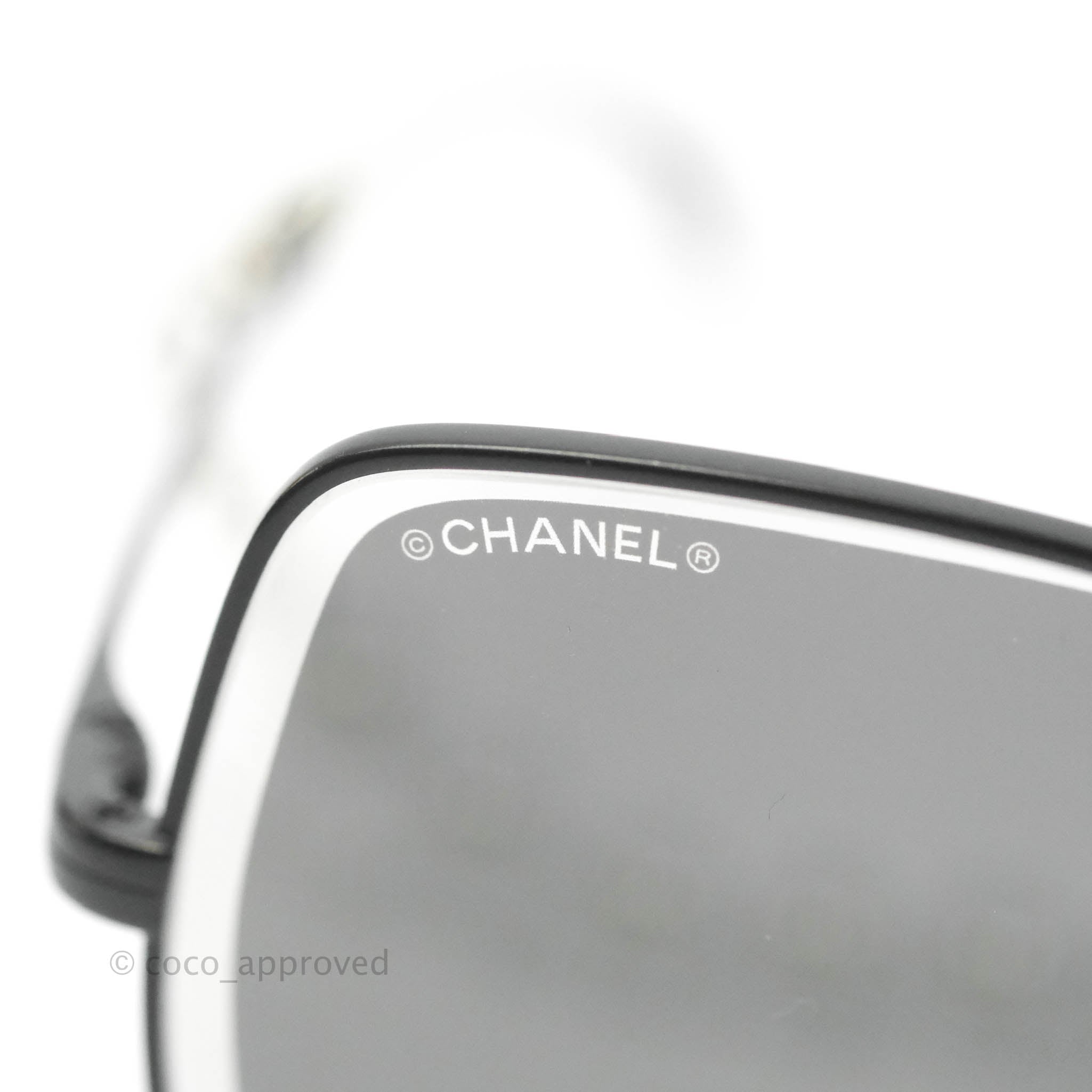 Chanel 4262 Butterfly Black Metal Sunglasses with Pearl Strap – Coco  Approved Studio