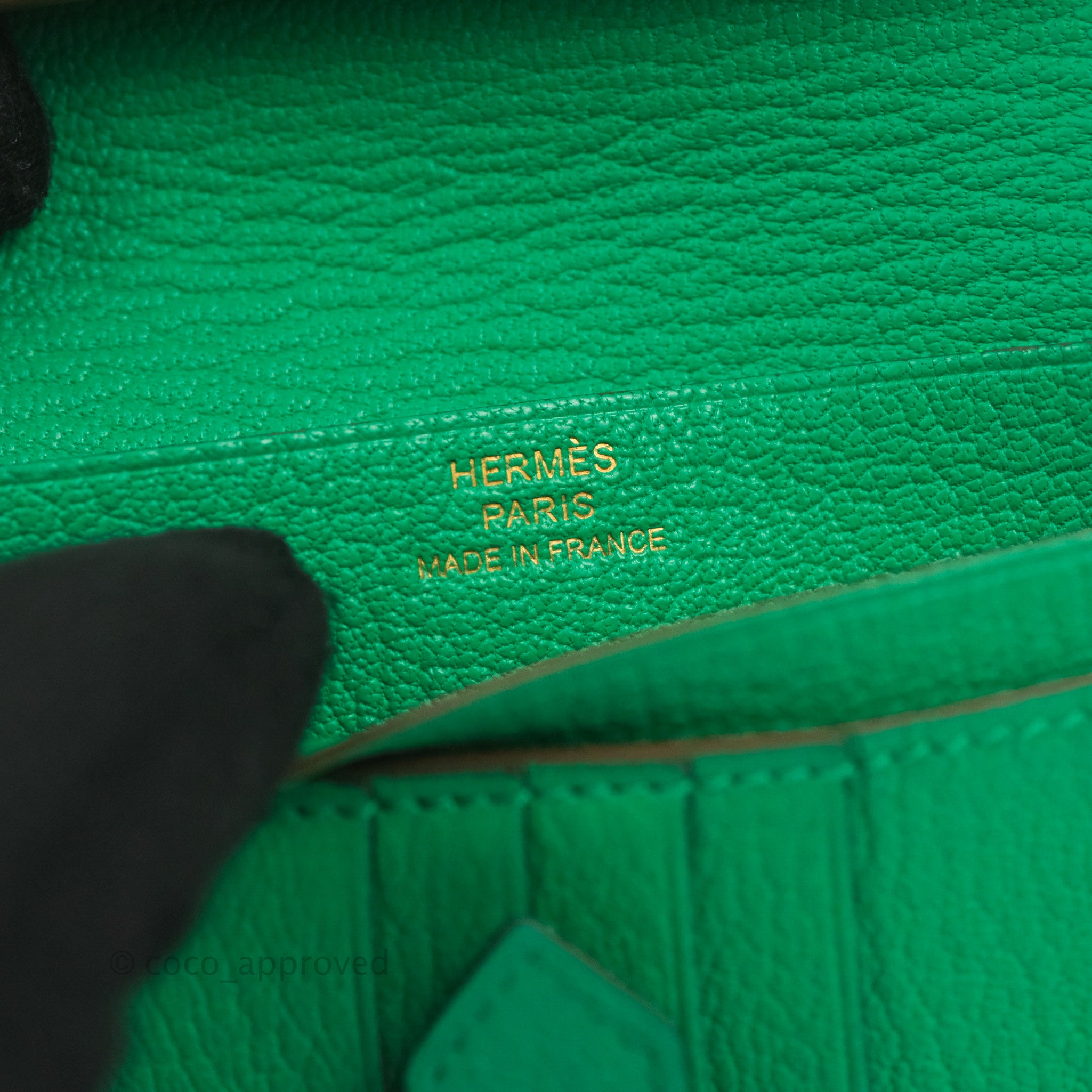 Hermes Bearn Wallet Green Chevre Mysore Gold Hardware – Coco Approved Studio