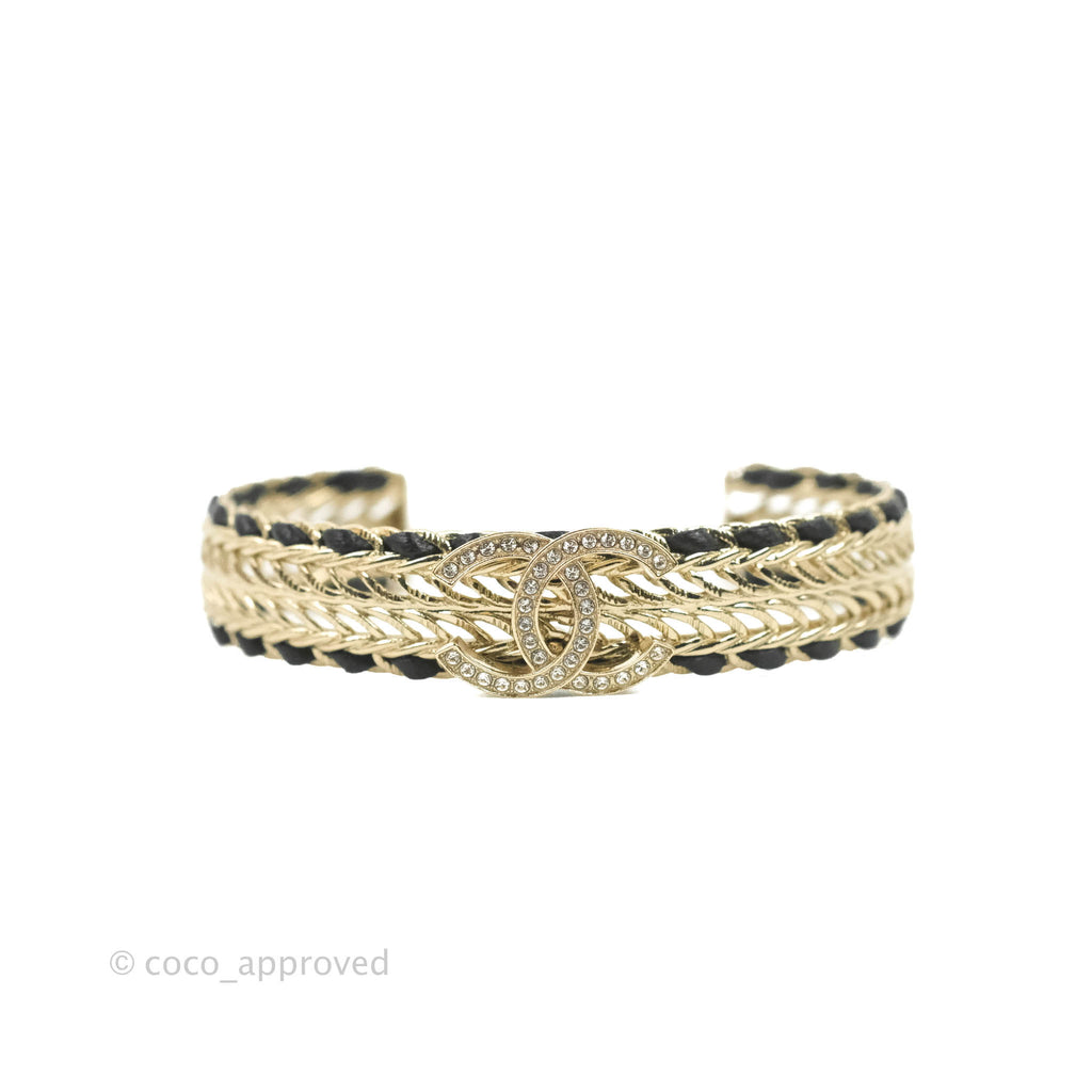 Chanel CC Crystal Bracelet Gold Tone 22S