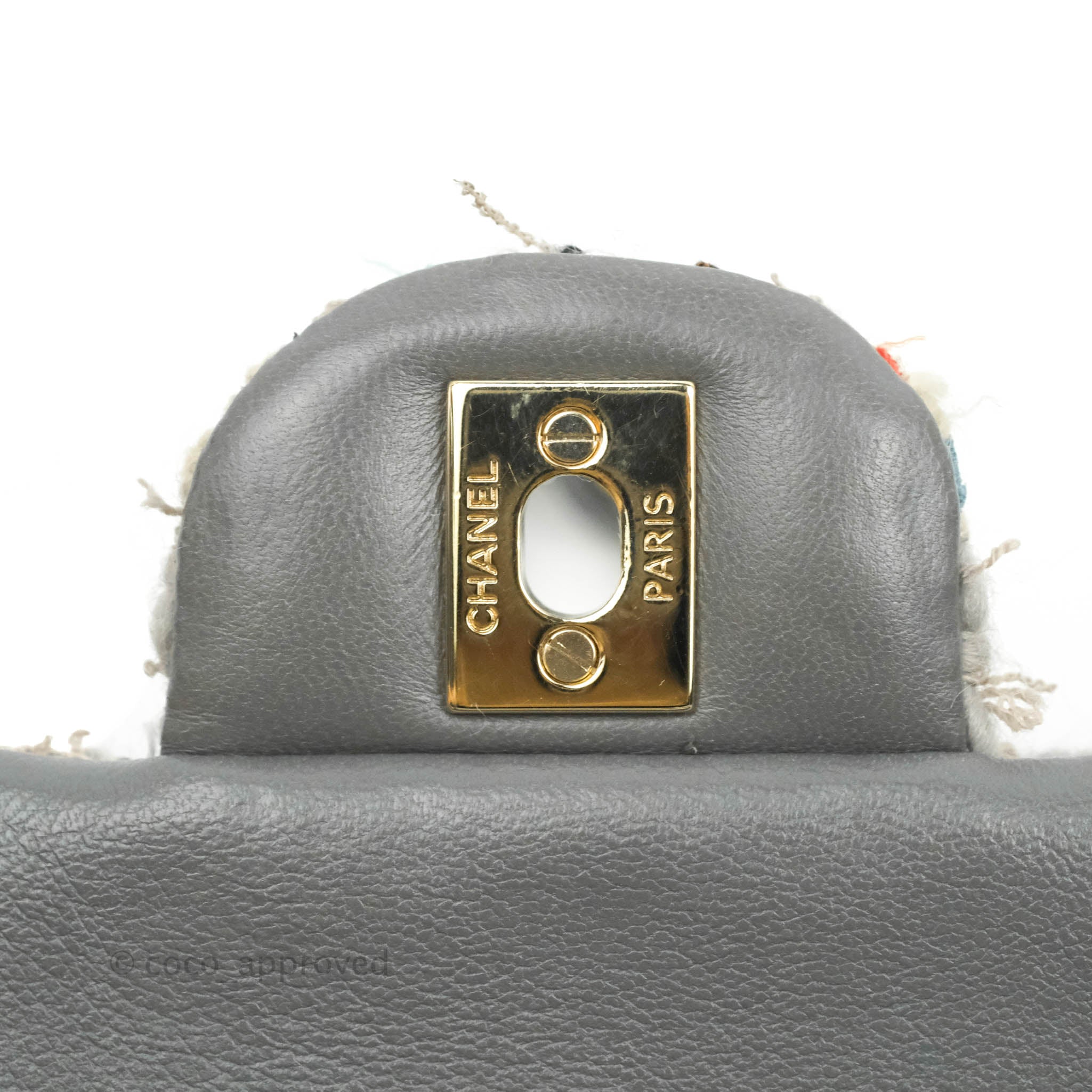 Chanel M/L Medium Single Flap Grey Tweed Braided Gold Hardware – Coco  Approved Studio