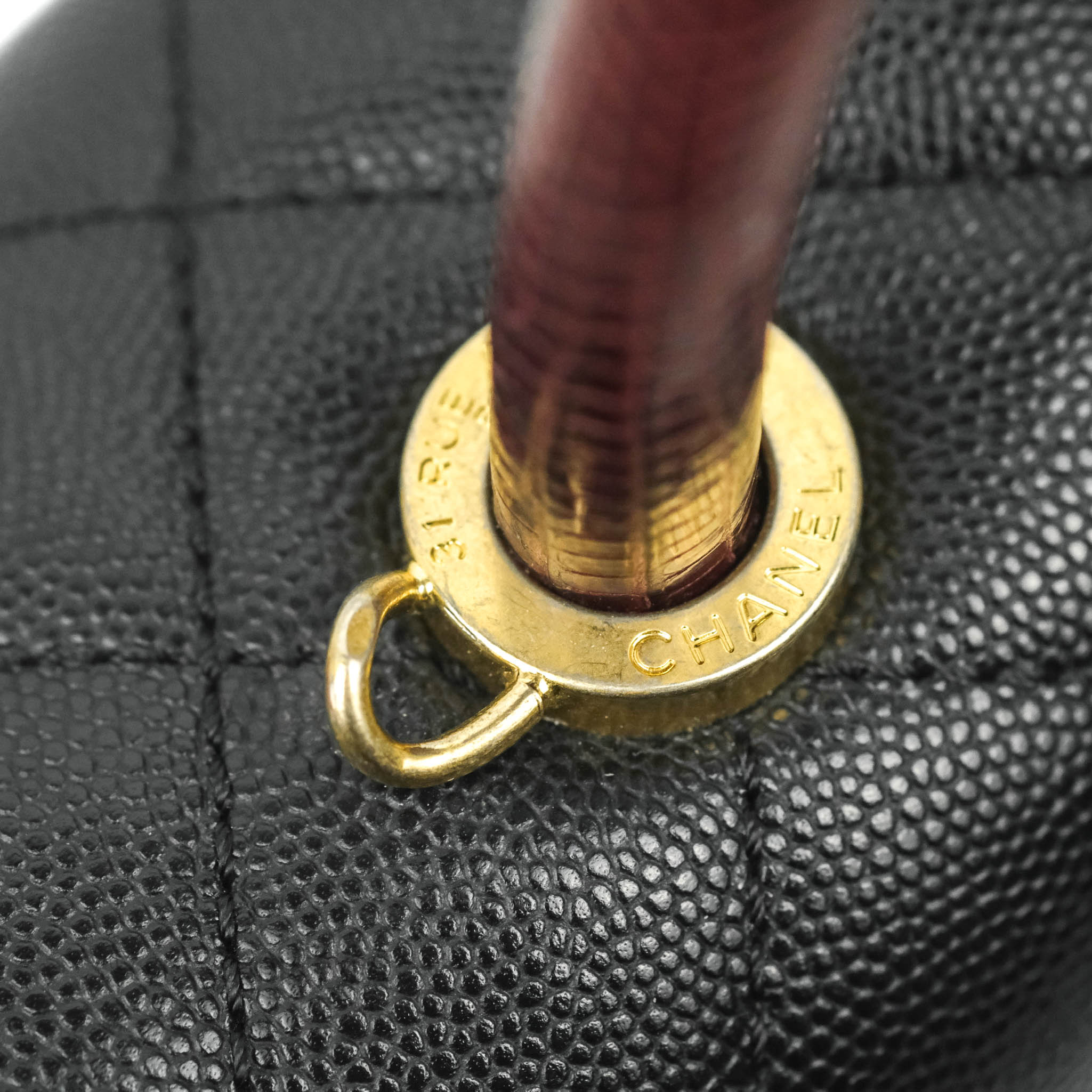 CHANEL Coco Mini Top Lizard Handle Caviar Leather Shoulder Bag Black