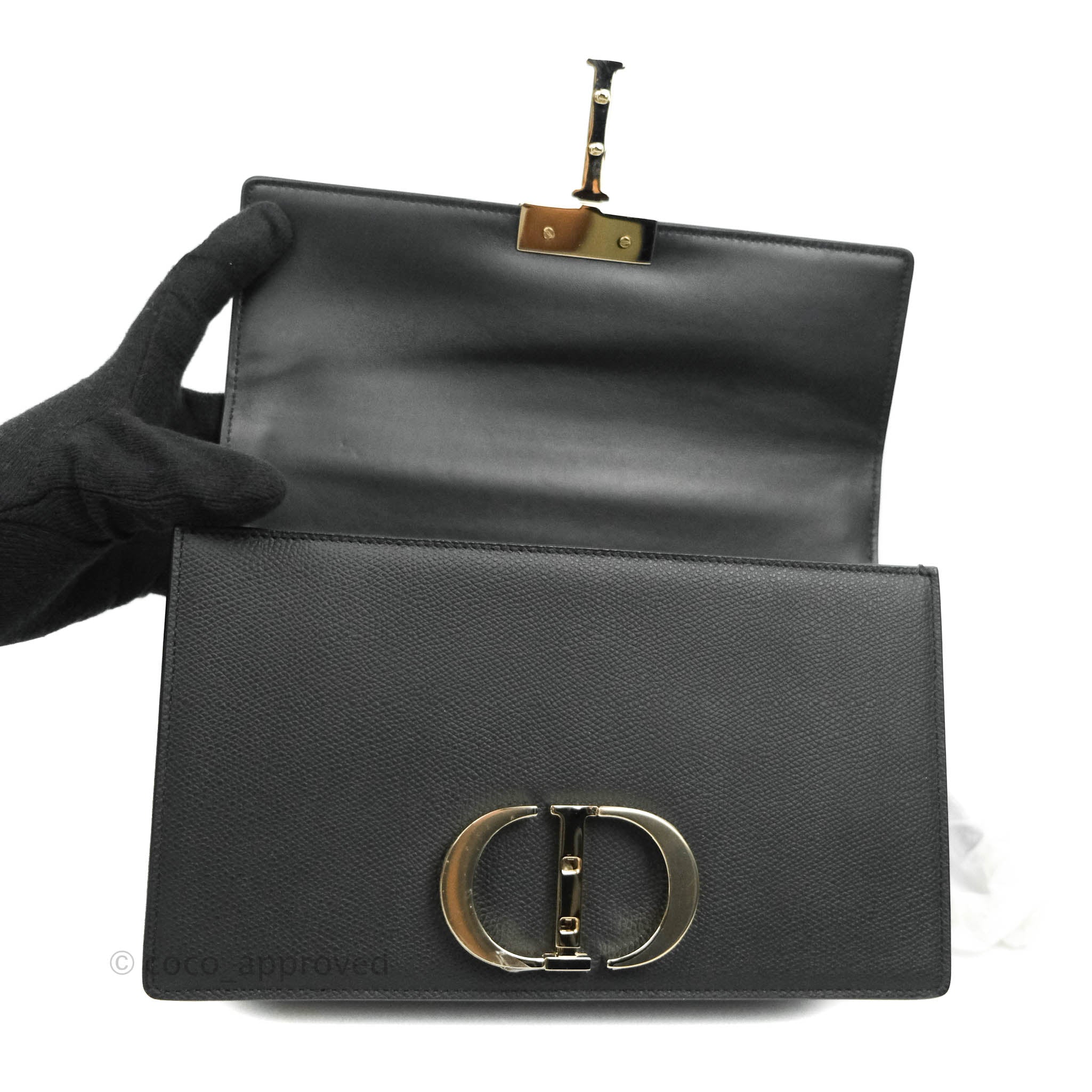 30 Montaigne East-West Bag with Chain Black Calfskin