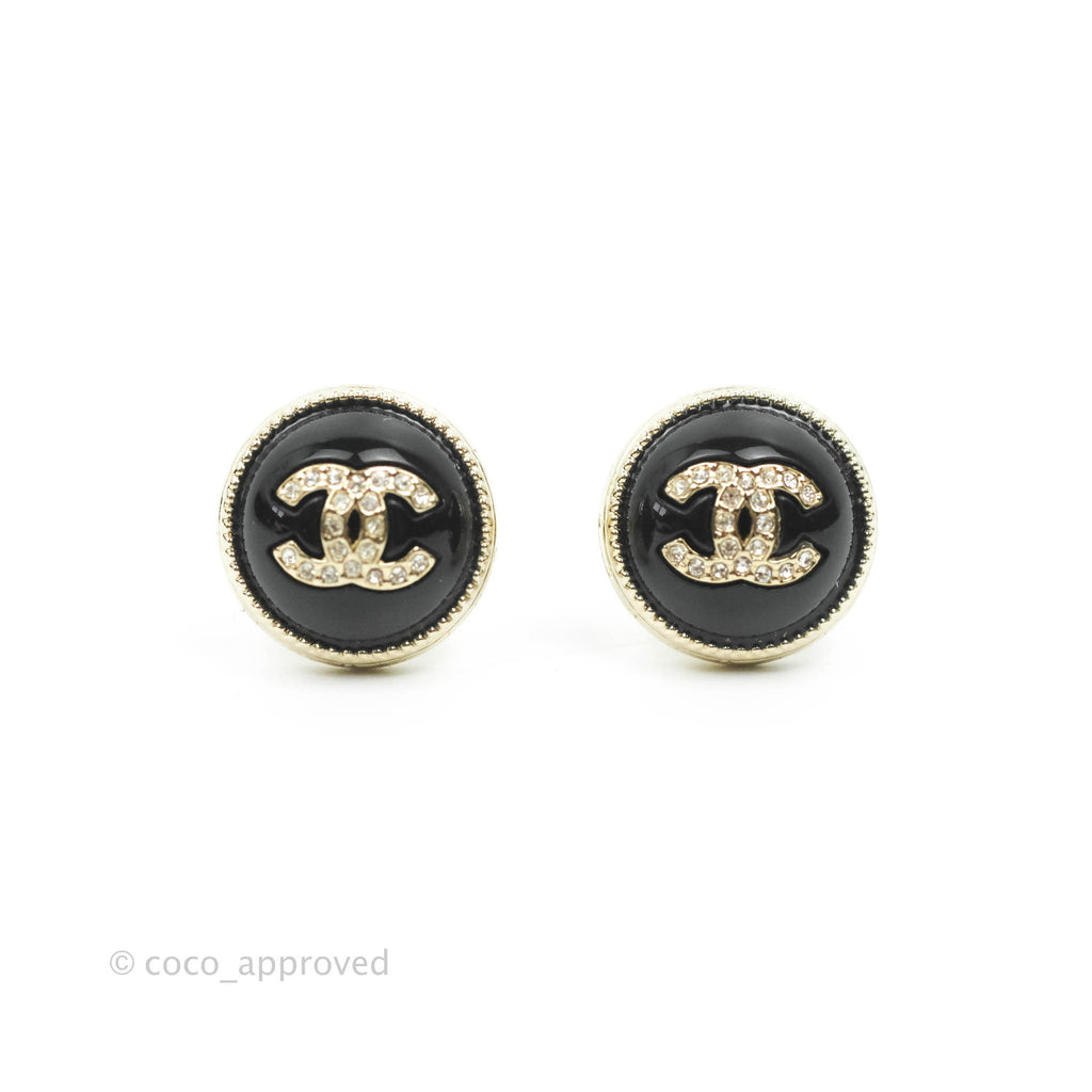 Chanel CC Crystal Black Round Earring 22C