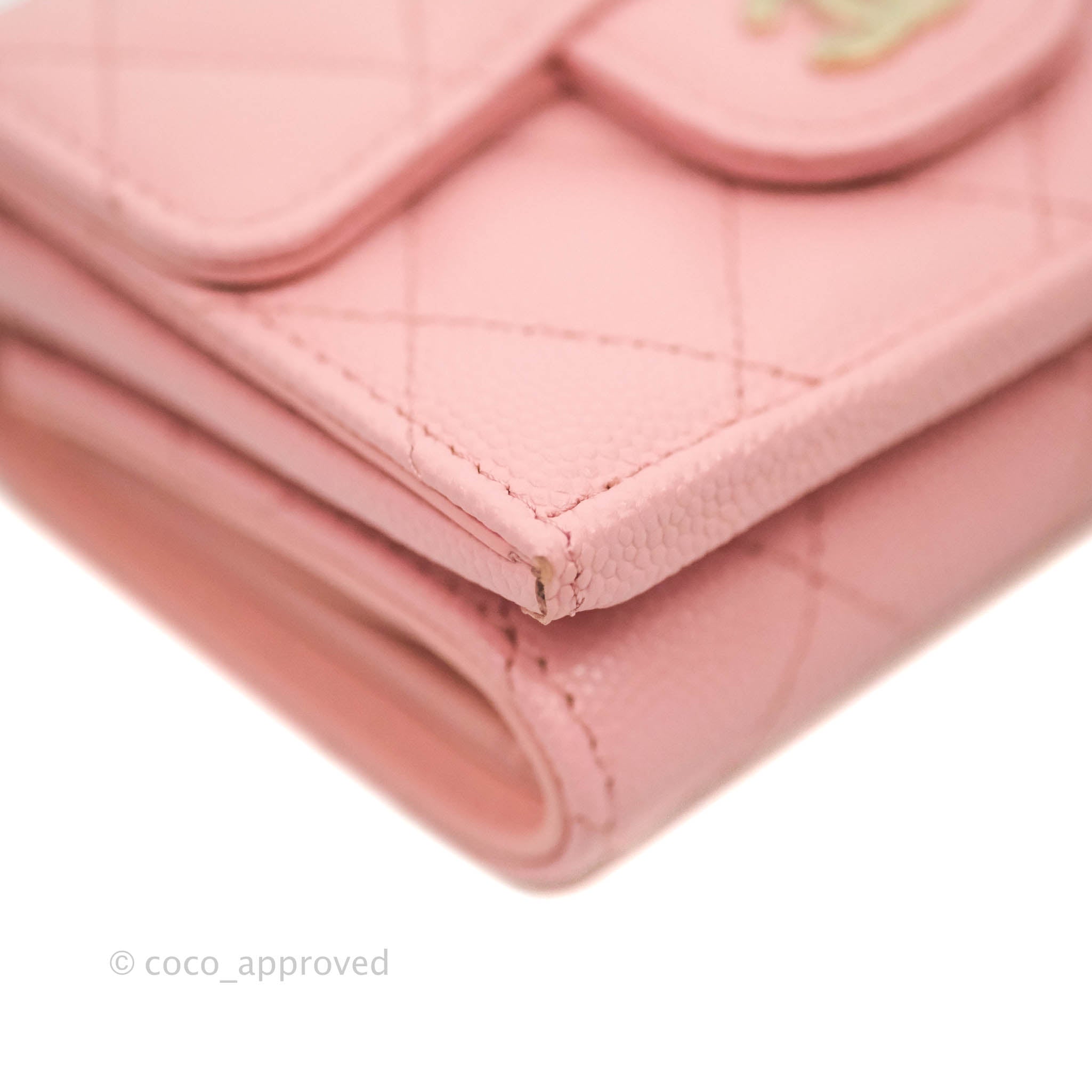 CHANEL Caviar Quilted Flap Card Holder Wallet Light Pink 1297983