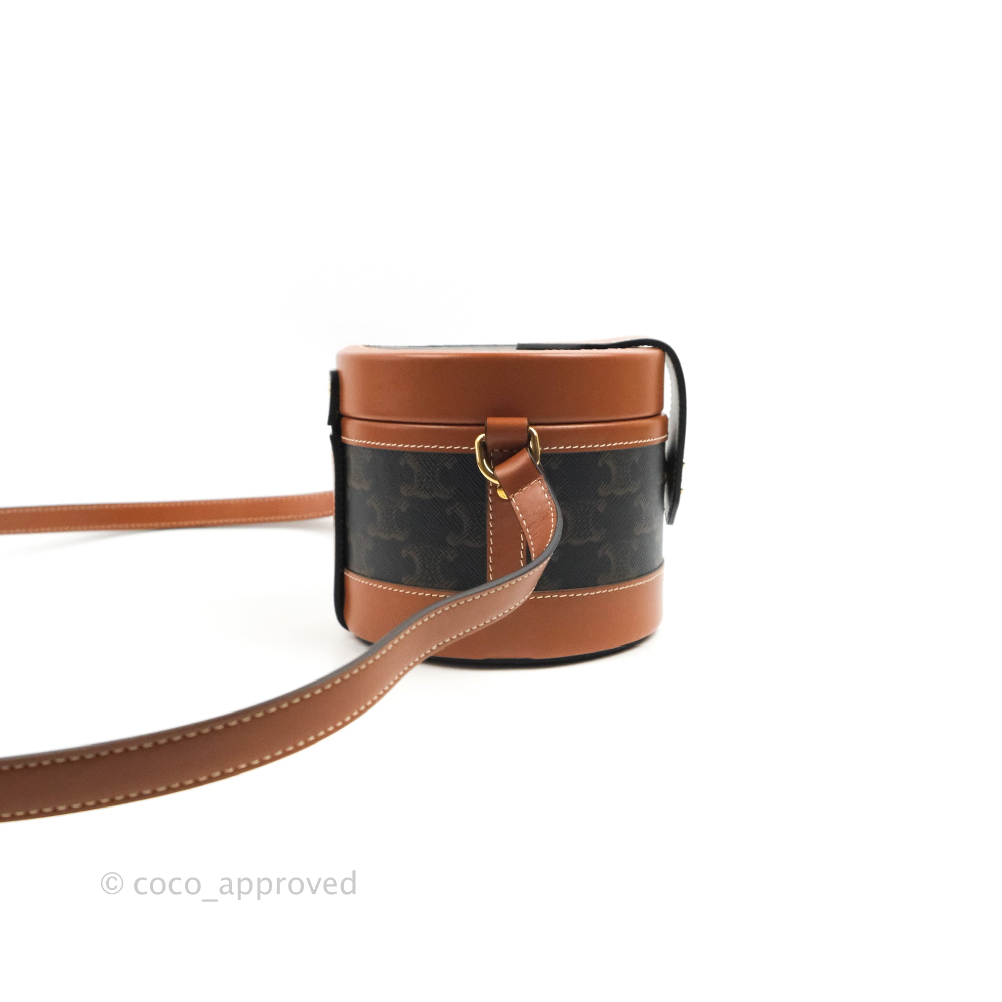Shop CELINE Triomphe Medium triomphe belt in triomphe canvas and