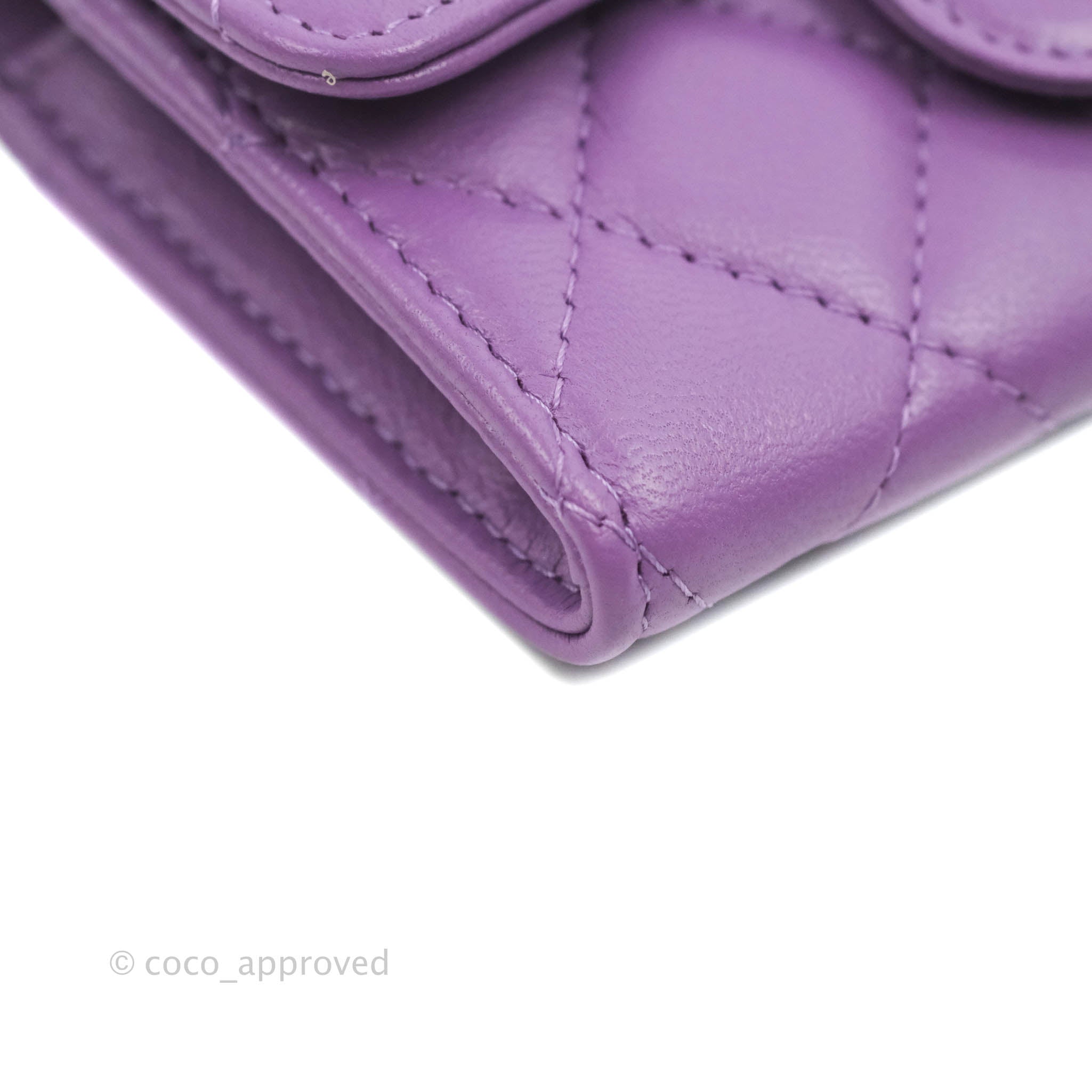 purple chanel card holder