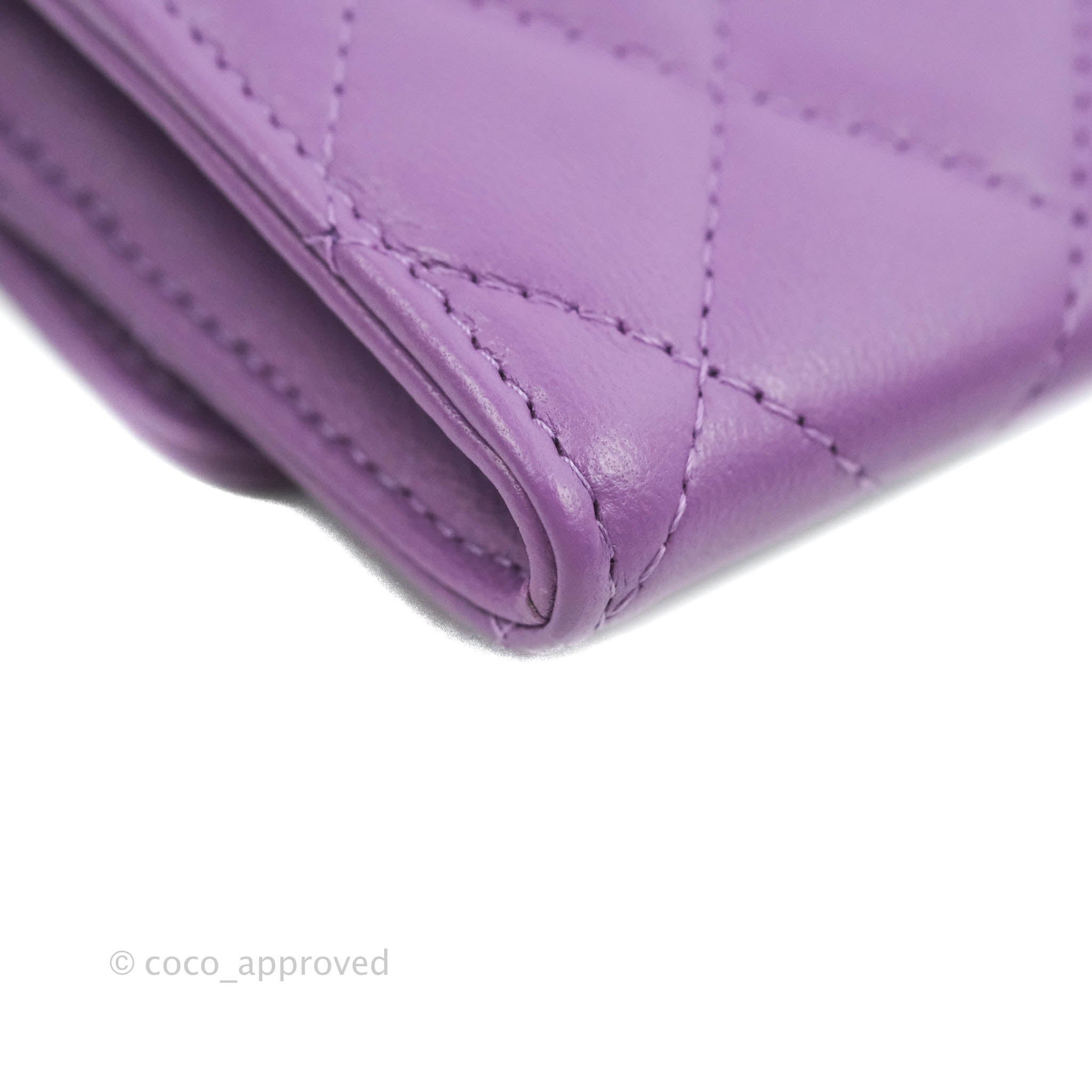 CHANEL, Bags, Chanel 2c Bright Purple Lambskin Leather Passport Cover  Wallet