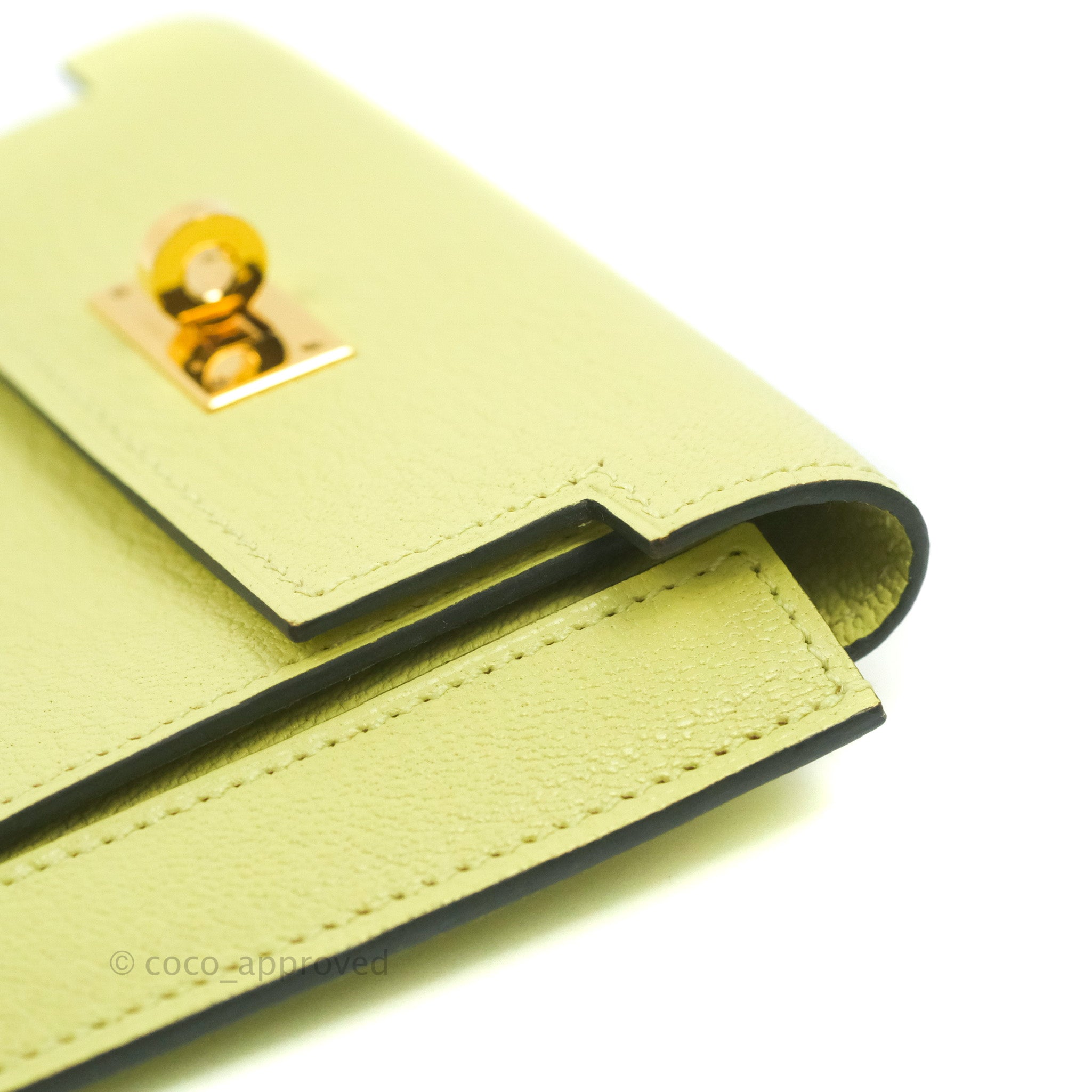 Hermes Gold Epsom Leather Kelly Pocket Compact Wallet Hermes