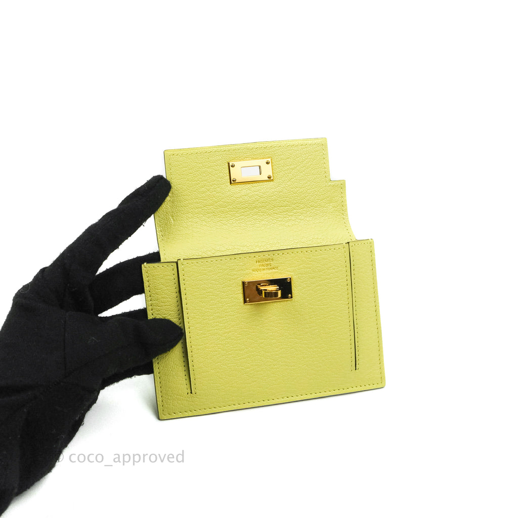 Hermès Kelly Pocket Compact Wallet Chevre Mysore Jaune Bourgeon Gold Hardware