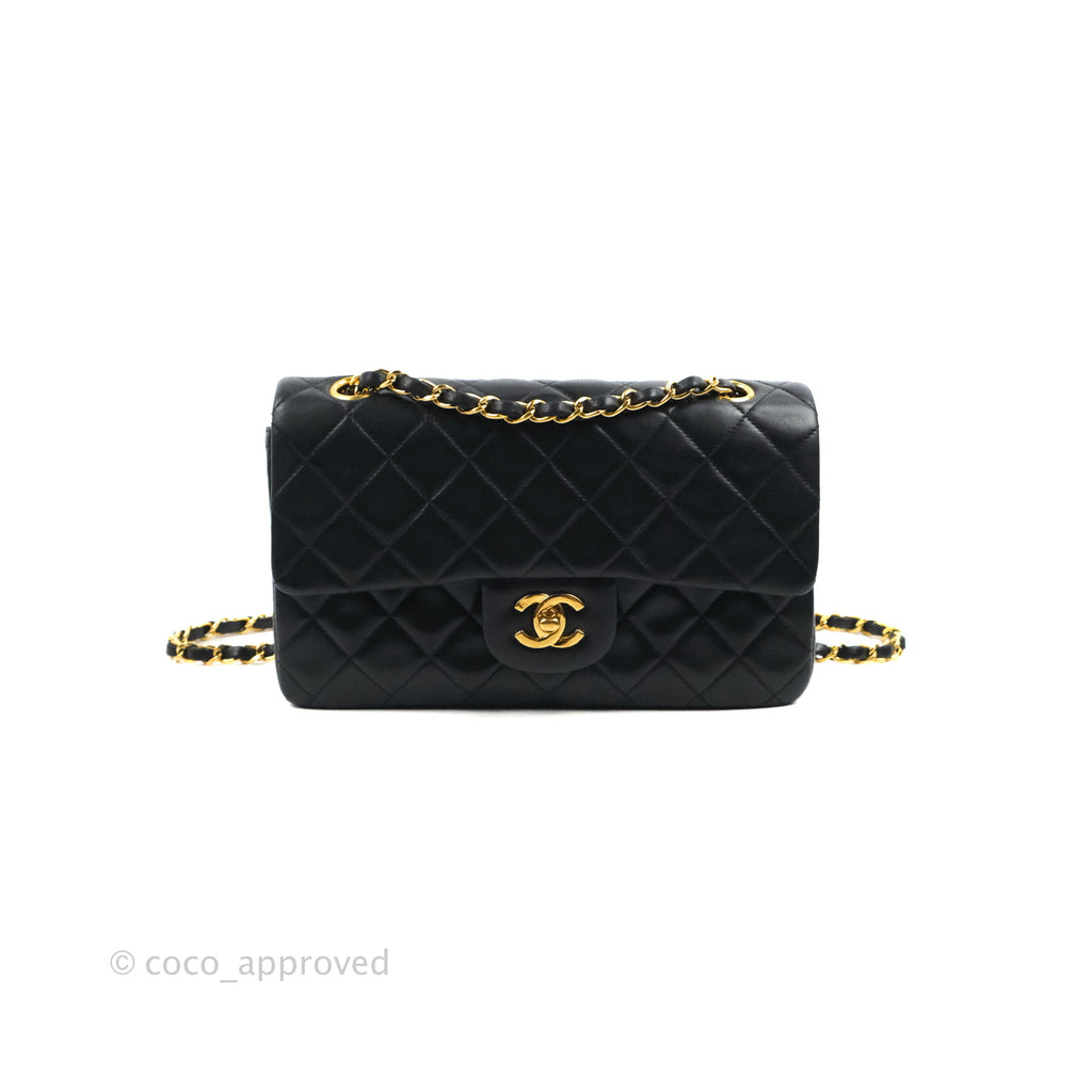 Chanel Classic Vintage Small S/M Flap Black Lambskin 24K Gold Hardware