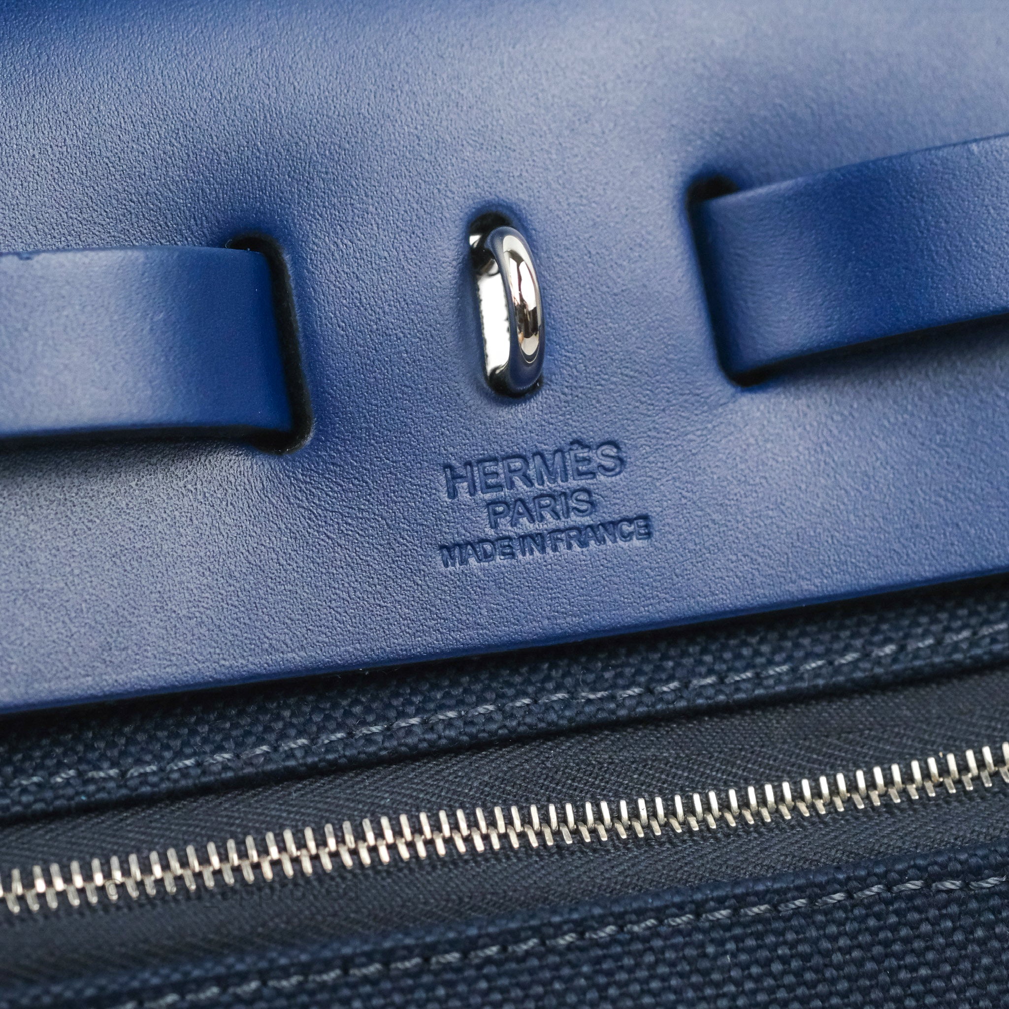 Hermes Quadrille Birkin 30 Bleu Saphir Swift and Ecru Mauve Toile Palladium  Hardware