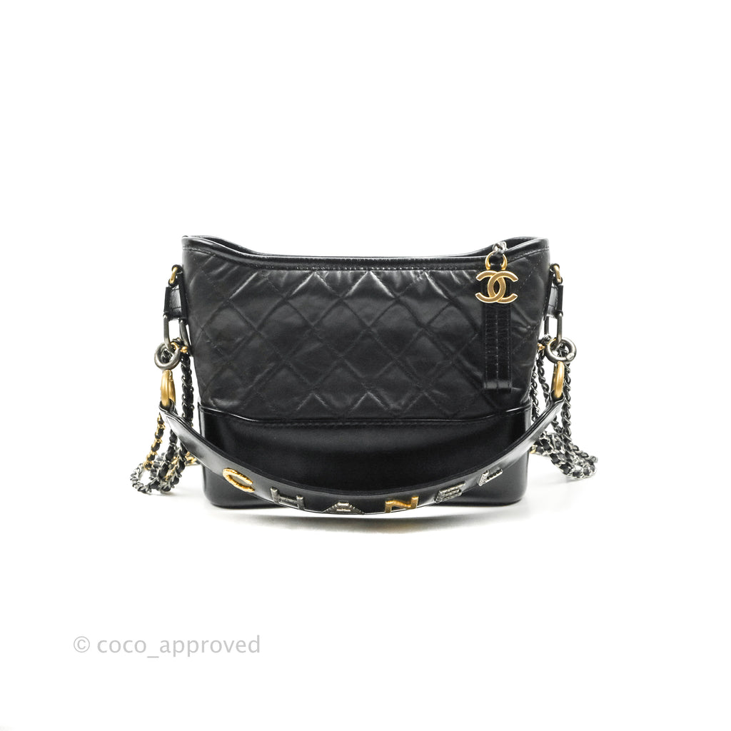 Chanel New Medium Gabrielle Hobo Black Aged Calfskin Mixed Hardware