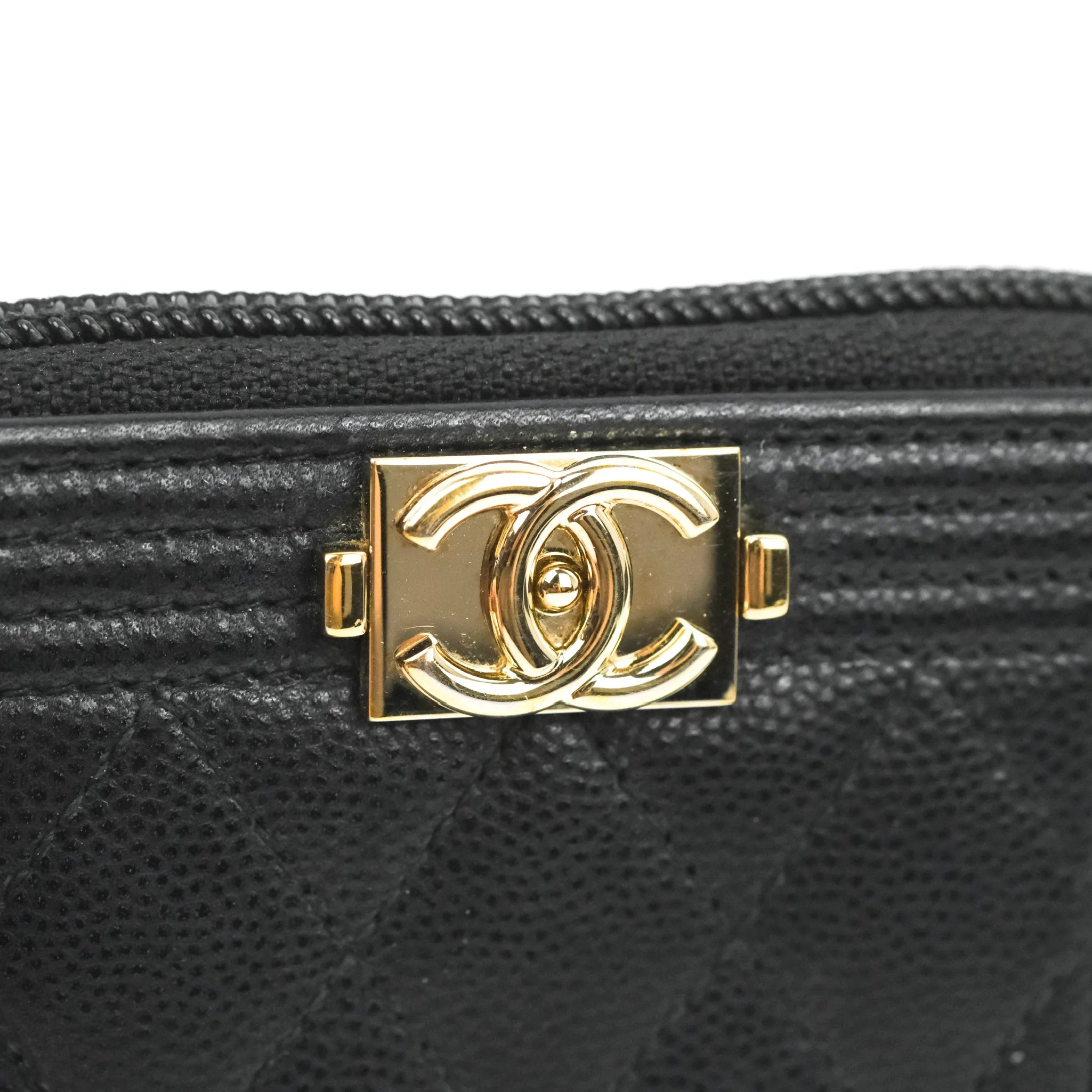 chanel zipped coin purse gold