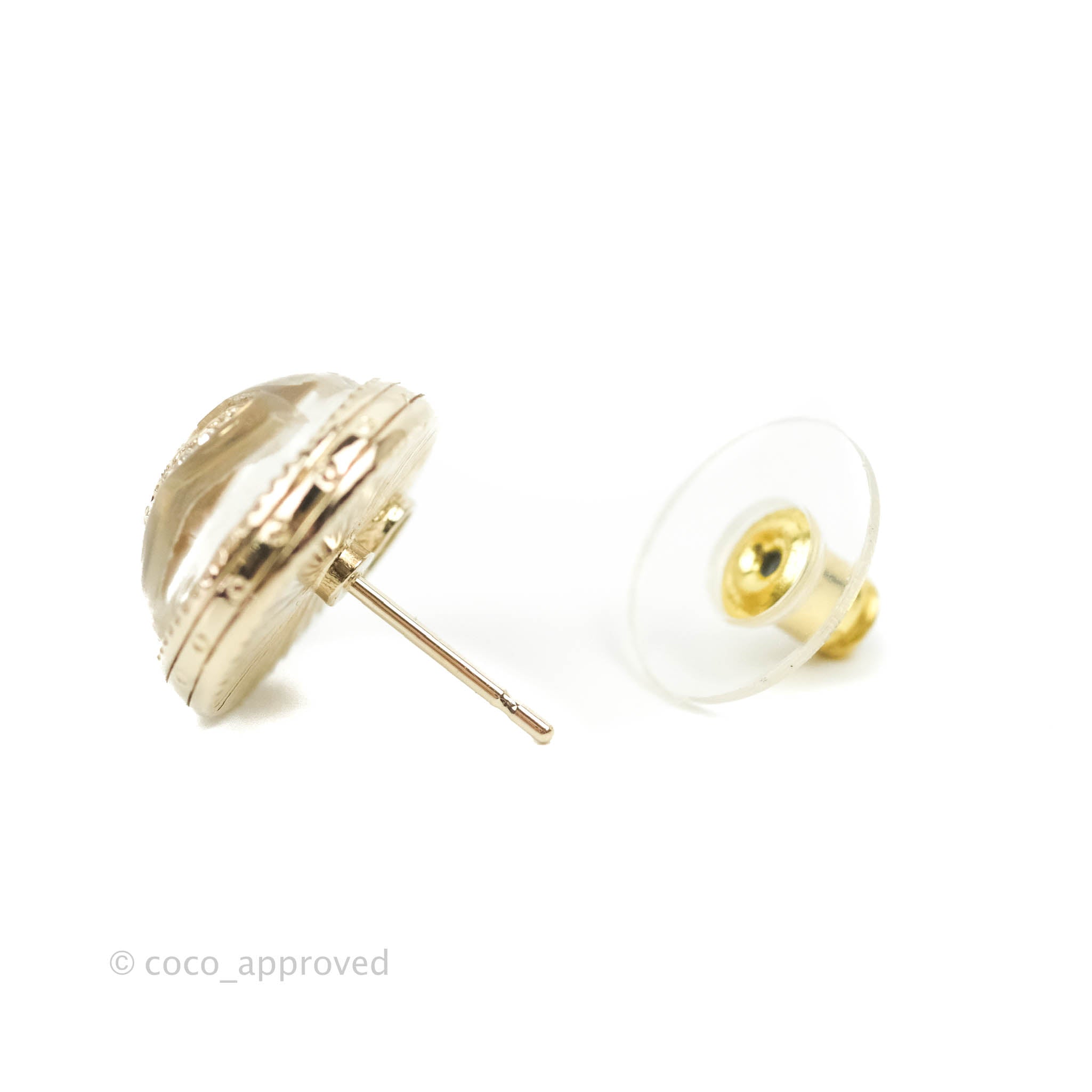 Chanel CC Crystal Round Earrings Gold Tone 22C – Coco Approved Studio