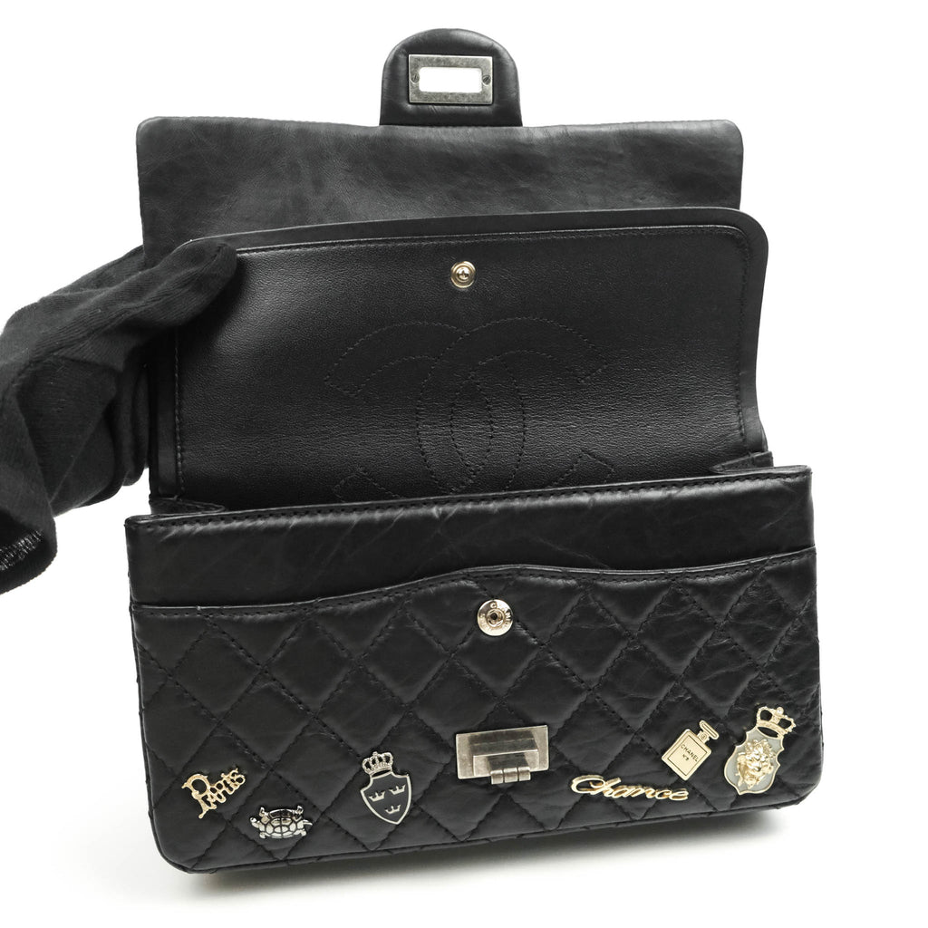 Chanel 2.55 Reissue Lucky Charms 225 Flap Black Crumpled Calfskin Ruthenium Hardware