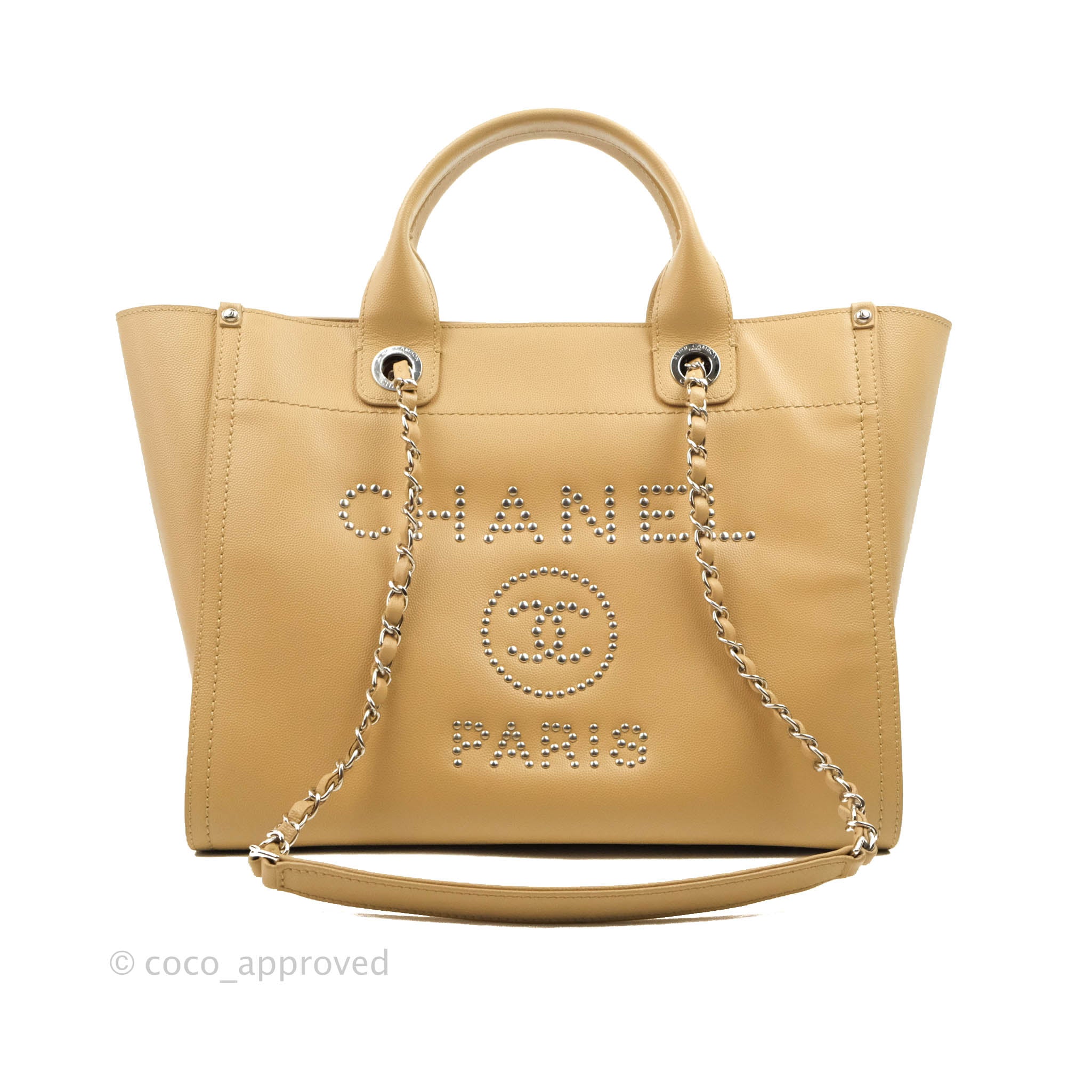 Chanel Deauville Small/Medium with Handles and Pouch, Beige with Light Gold  Hardware, New in Dustbag