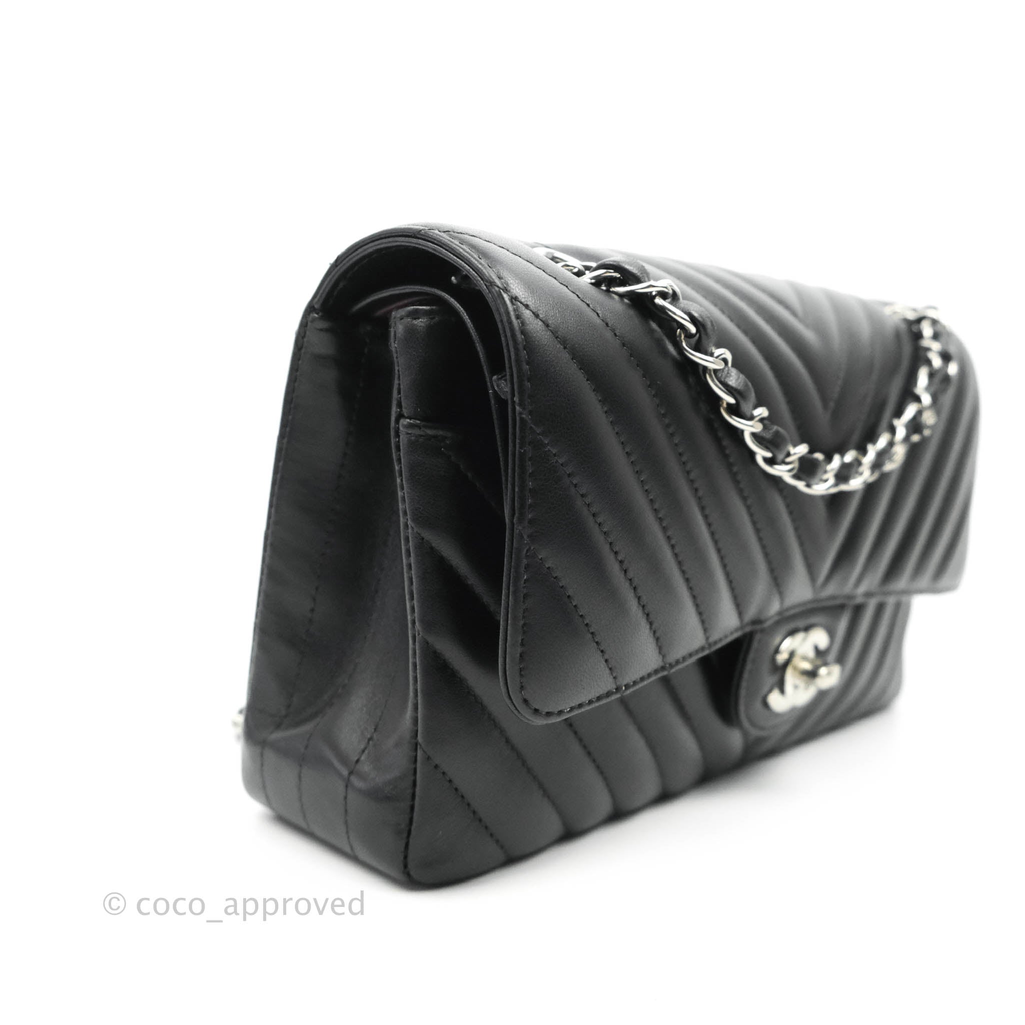 Chanel Medium Classic Flap Black Lamb skin with Silver Hardware – Emmy  Luxury
