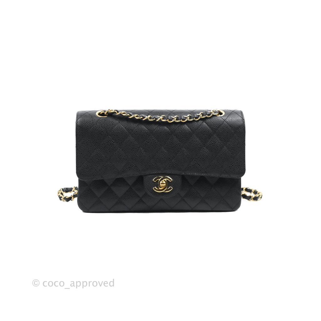 Chanel Classic M/L Medium Flap Quilted Black Caviar Gold Hardware