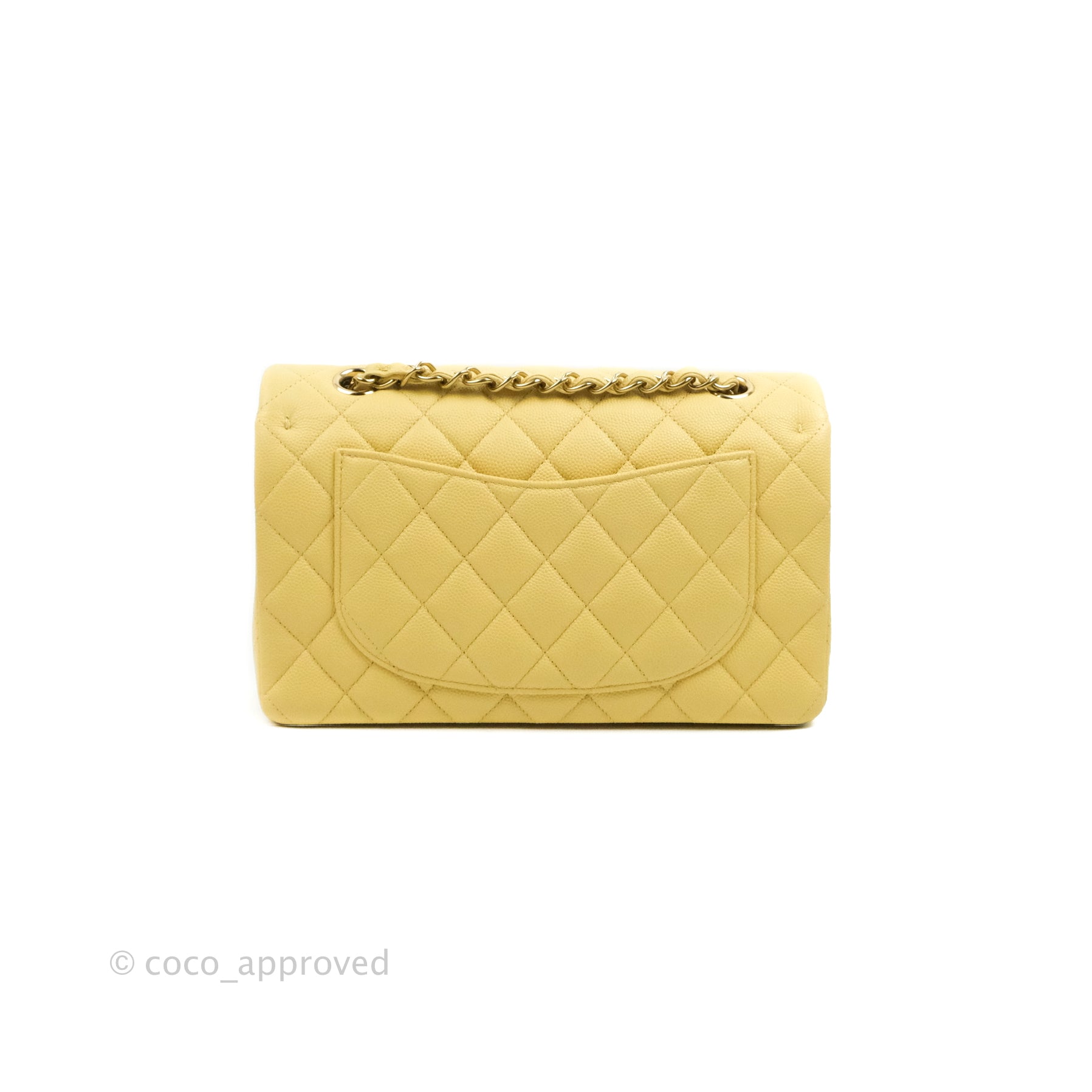 Chanel Mini Caviar Square Mustard Yellow Gold Hardware, Women's