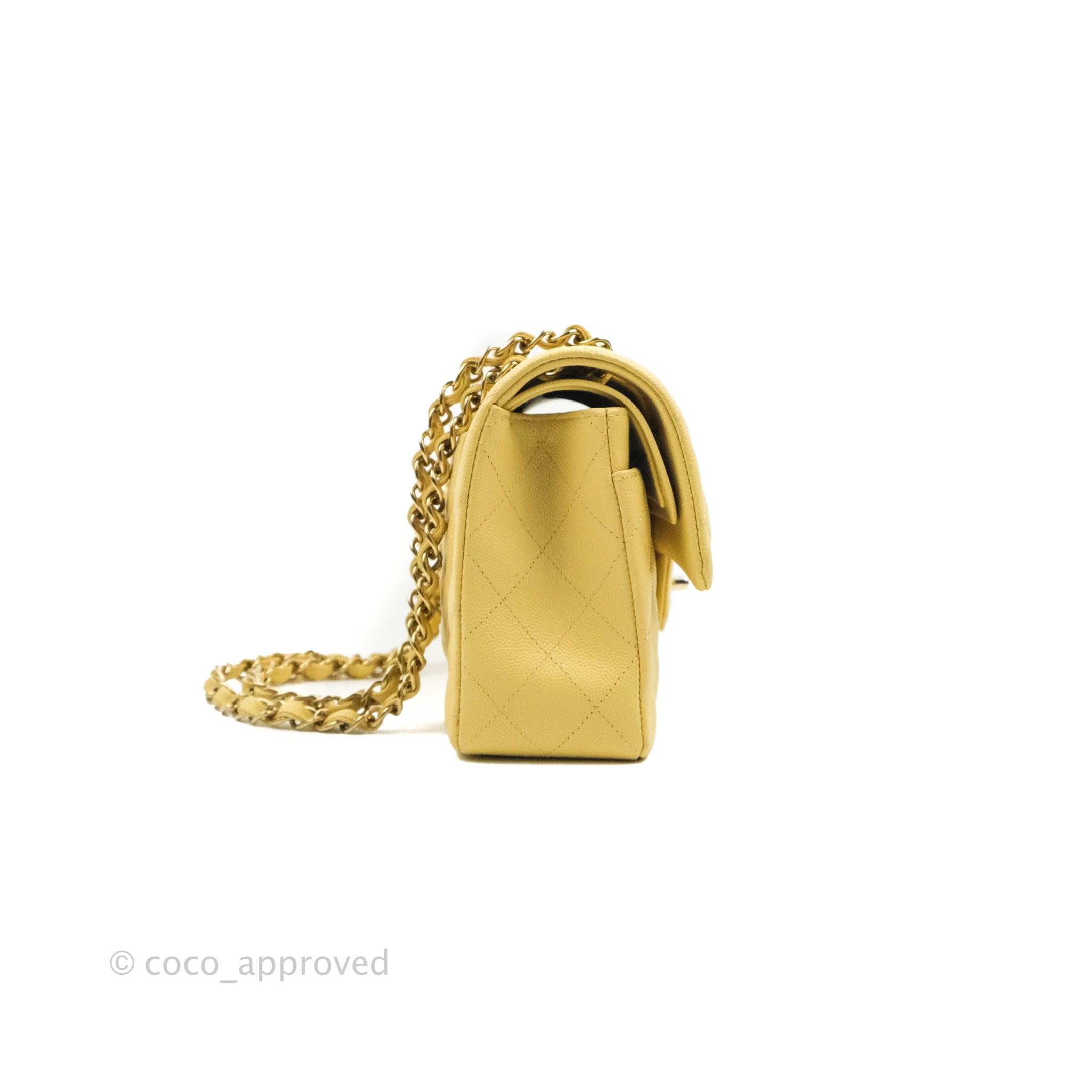 Chanel Classic Small S/M Quilted Flap Yellow Caviar Gold Hardware – Coco  Approved Studio