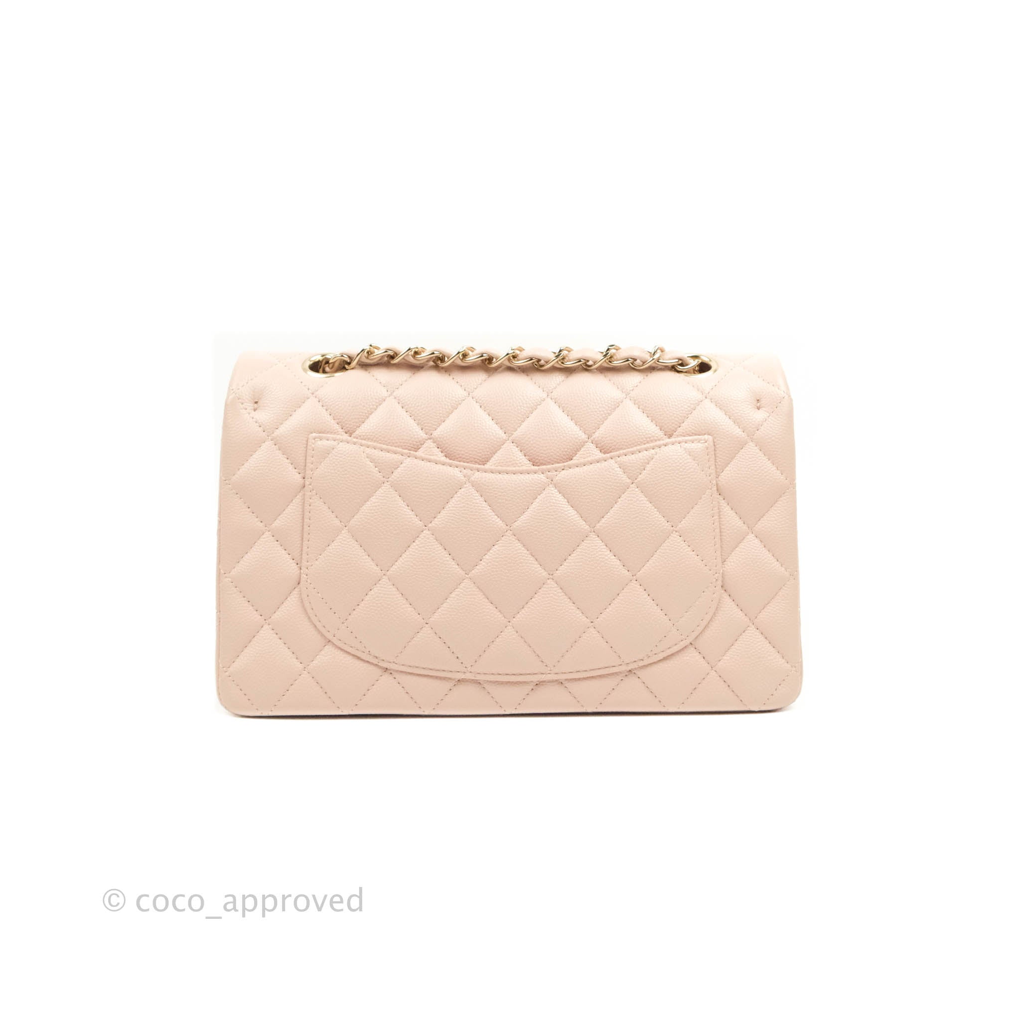 Chanel Small Classic Quilted Flap Rose Clair Pink Caviar Gold