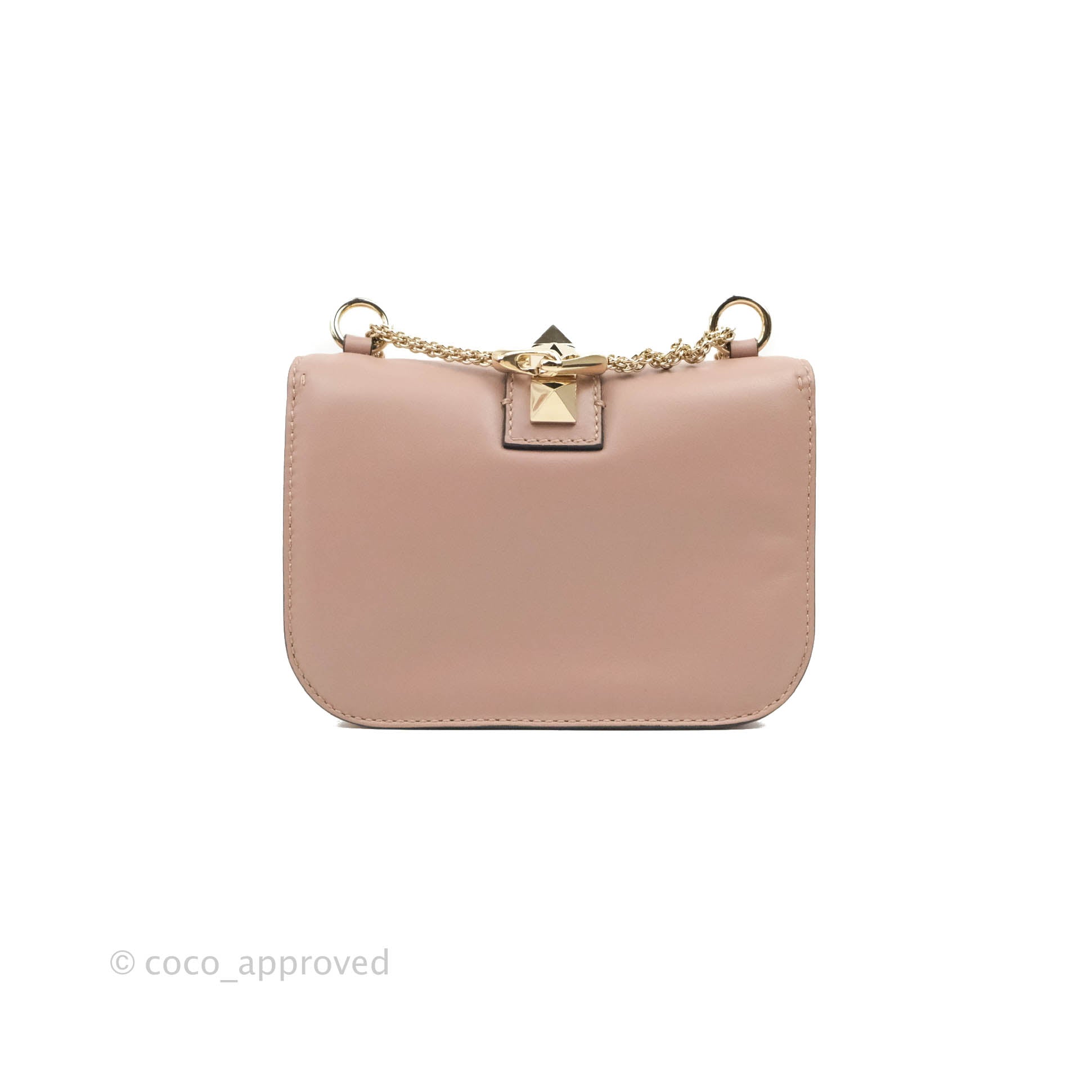 Valentino Pink Leather Small Rockstud Glam Lock Flap Bag