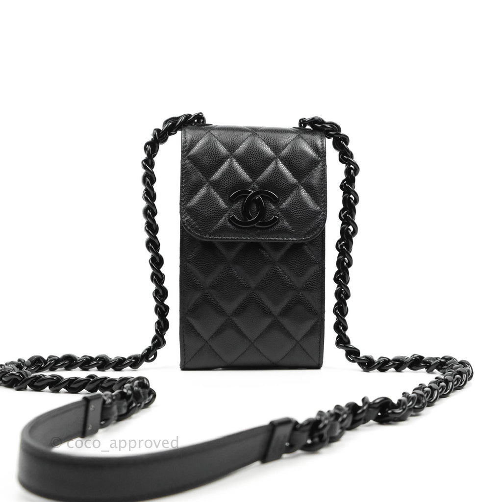 Chanel Quilted So Black Phone Holder Incognito Hardware