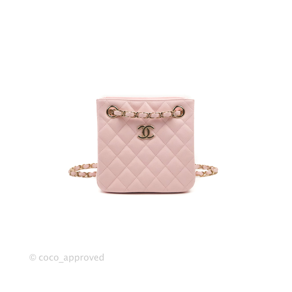 Chanel Quilted Mini Bucket Bag Light Pink Caviar Gold Hardware