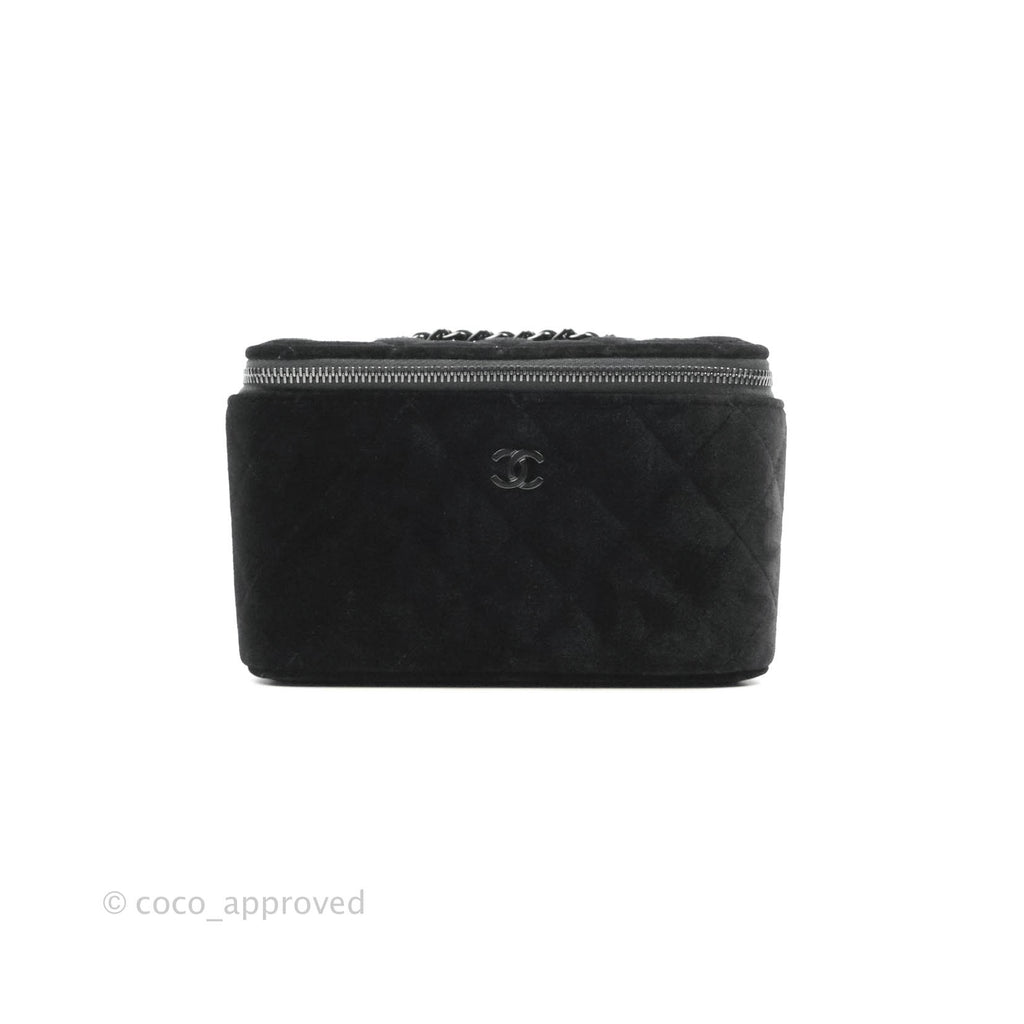 Chanel Vanity with Classic Chain Black Velvet Gun Metal