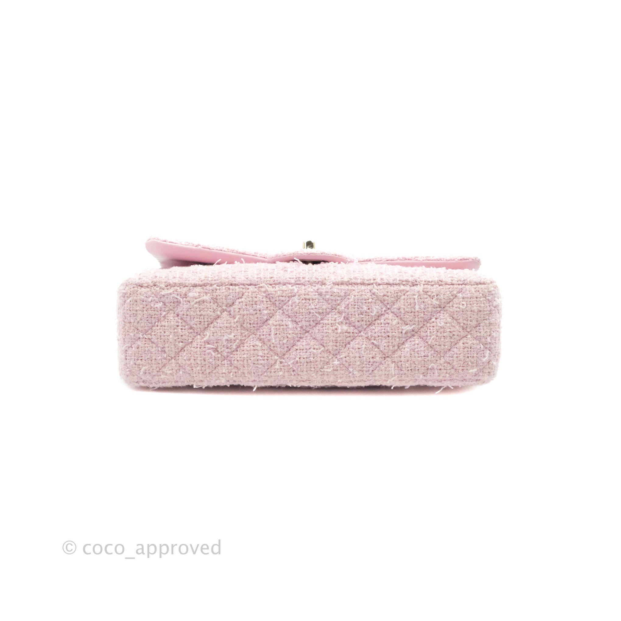 Chanel Classic Mini Rectangular Pink, White, Blue, Gold Tweed with light gold  hardware