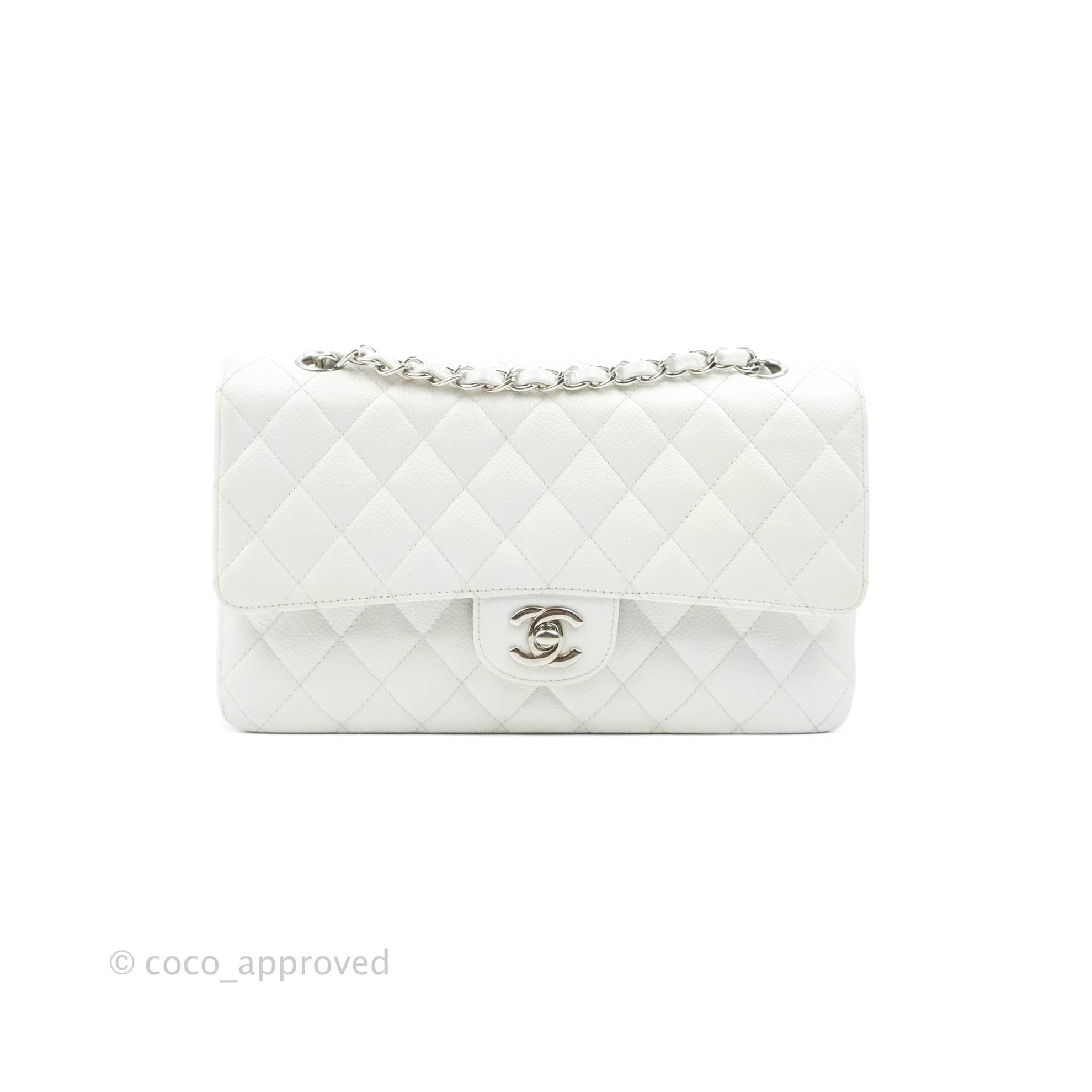 Chanel White Lambskin Leather Quilted Jumbo Classic Flap Bag