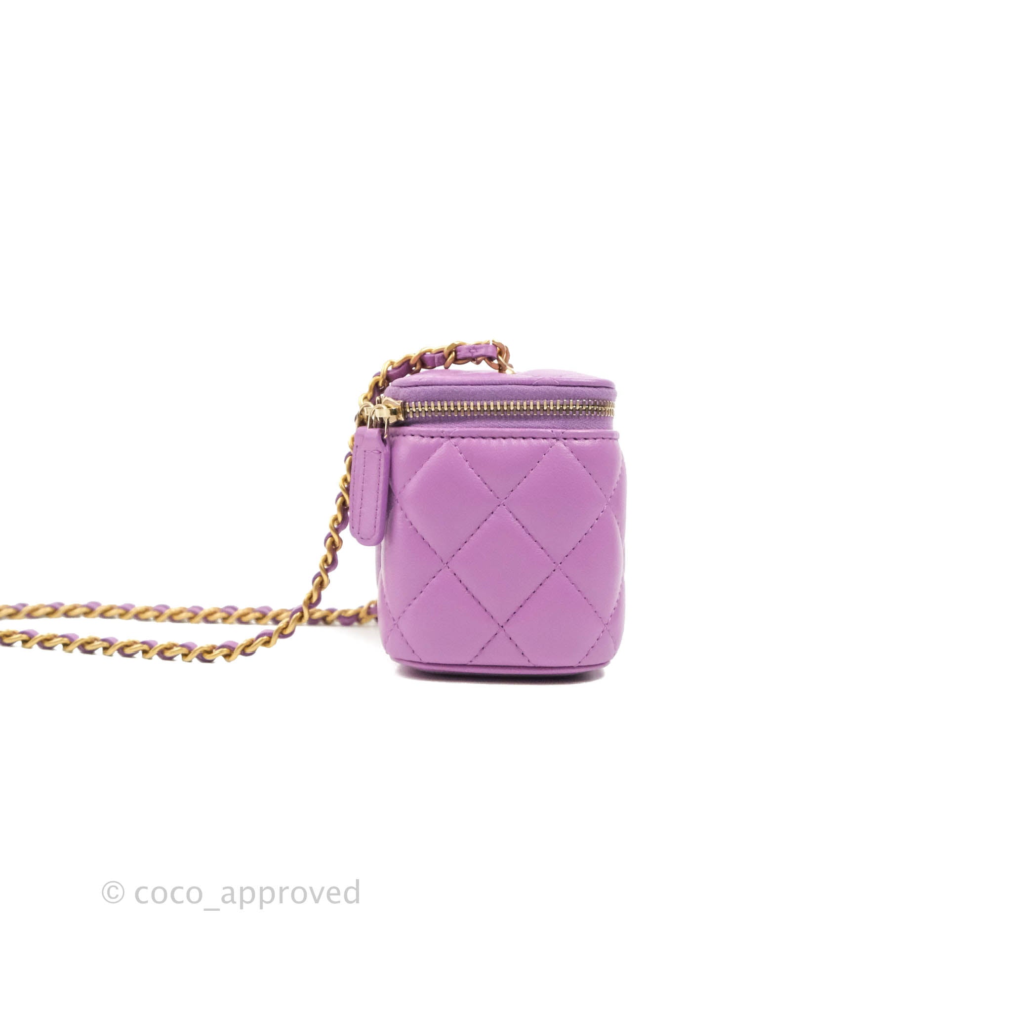 Chanel Classic Mini Pearl Crush Vanity With Chain Purple Lambskin