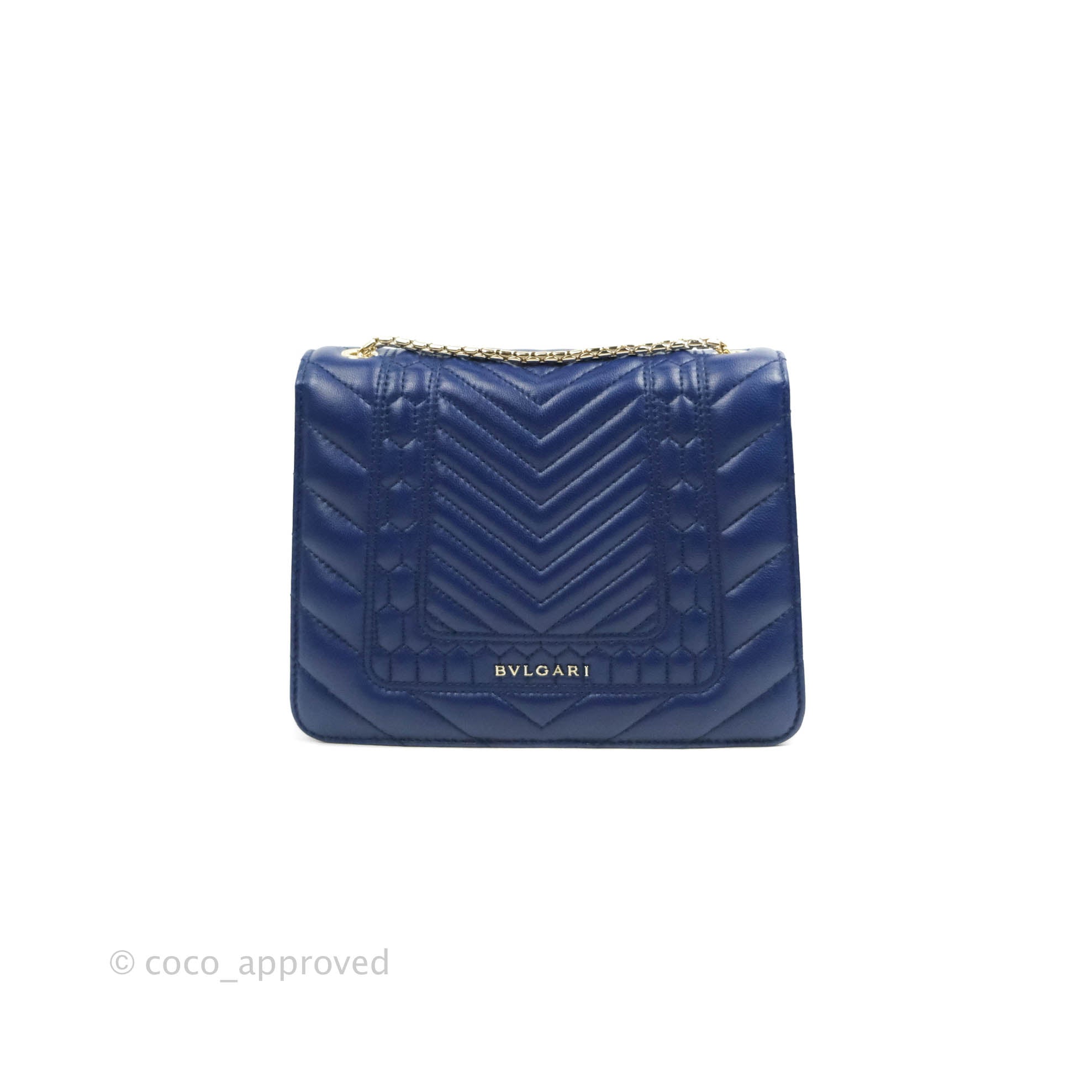 Bvlgari Navy Blue Leather Small Serpenti Forever Shoulder Bag