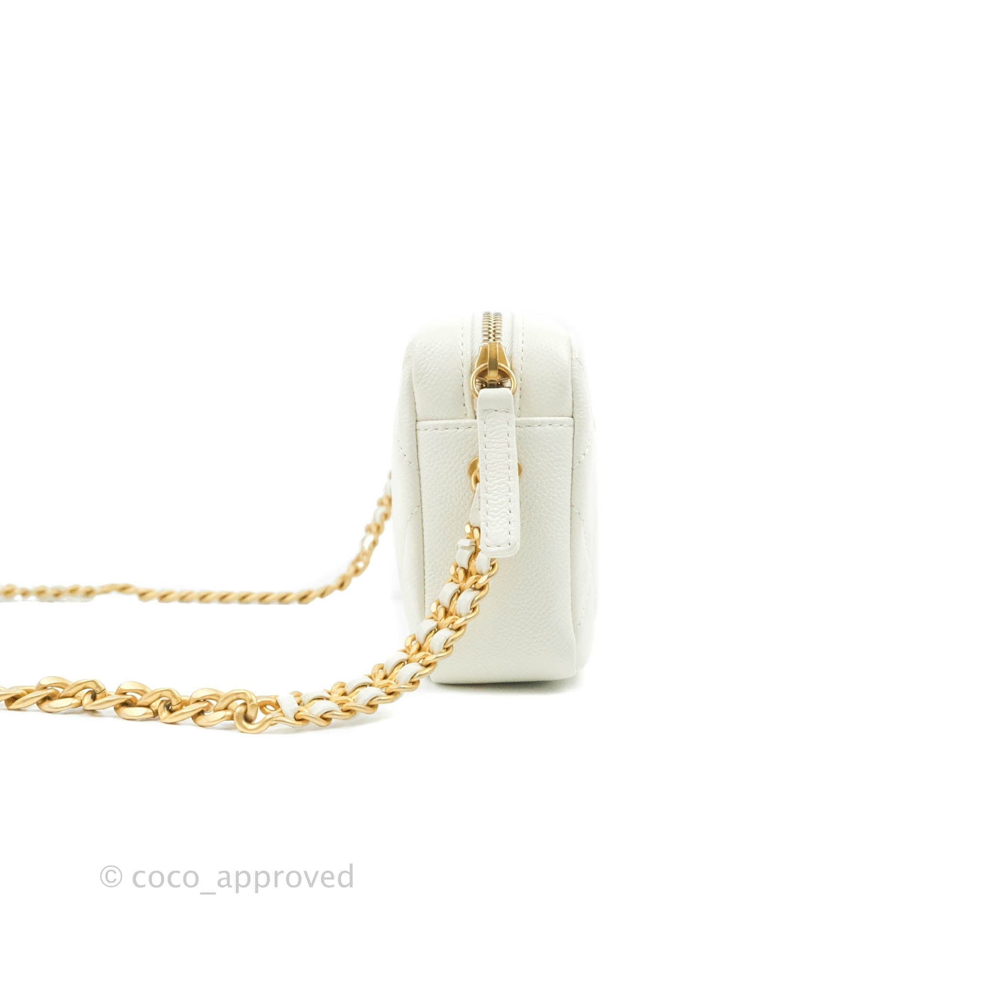 Chanel Melody Camera Bag White Caviar Gold Hardware 22S – Coco