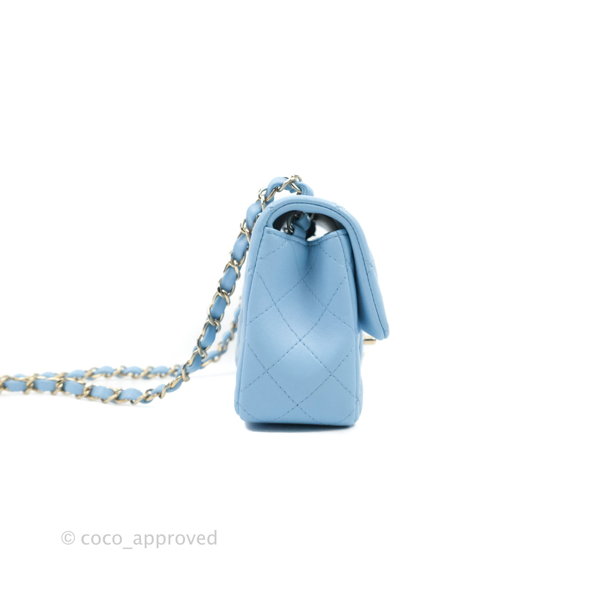 Chanel Quilted Mini Rectangular Flap Blue Lambskin Gold Hardware – Coco ...