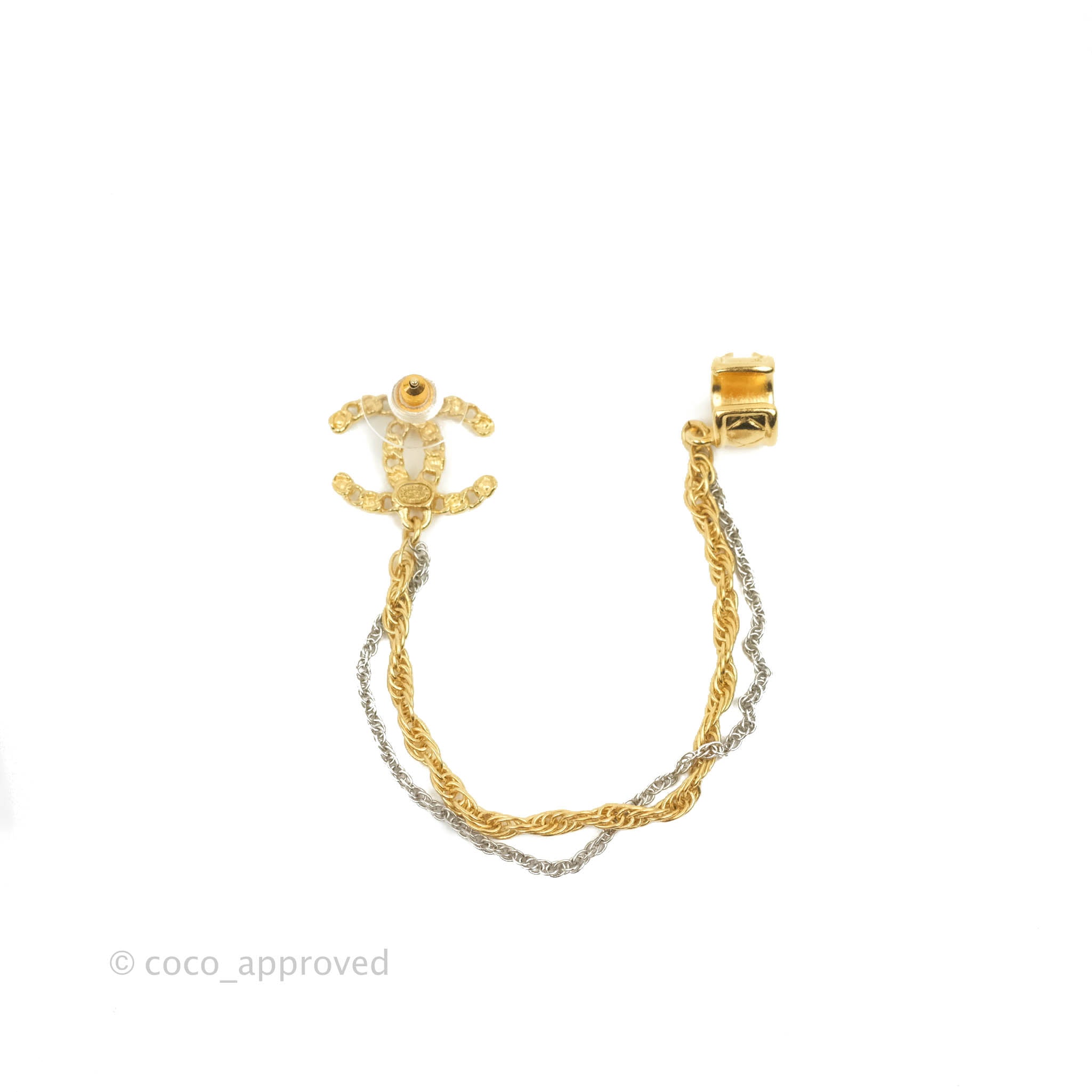 Chanel Crystal CC Chain With Ear Cuff Gold Tone 20P – Coco Approved Studio
