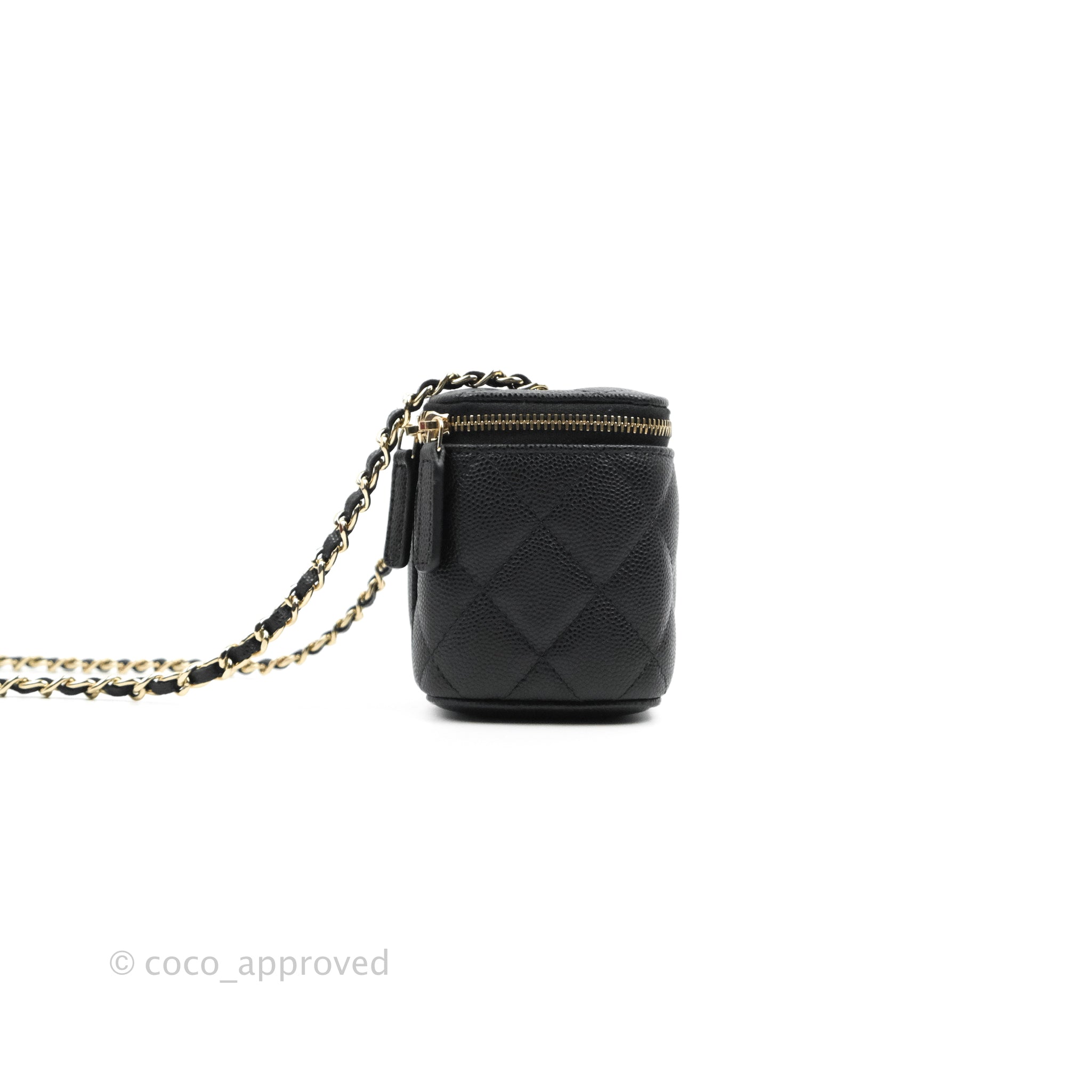 CHANEL Caviar Quilted Zip Card Holder Wallet Black 1282869