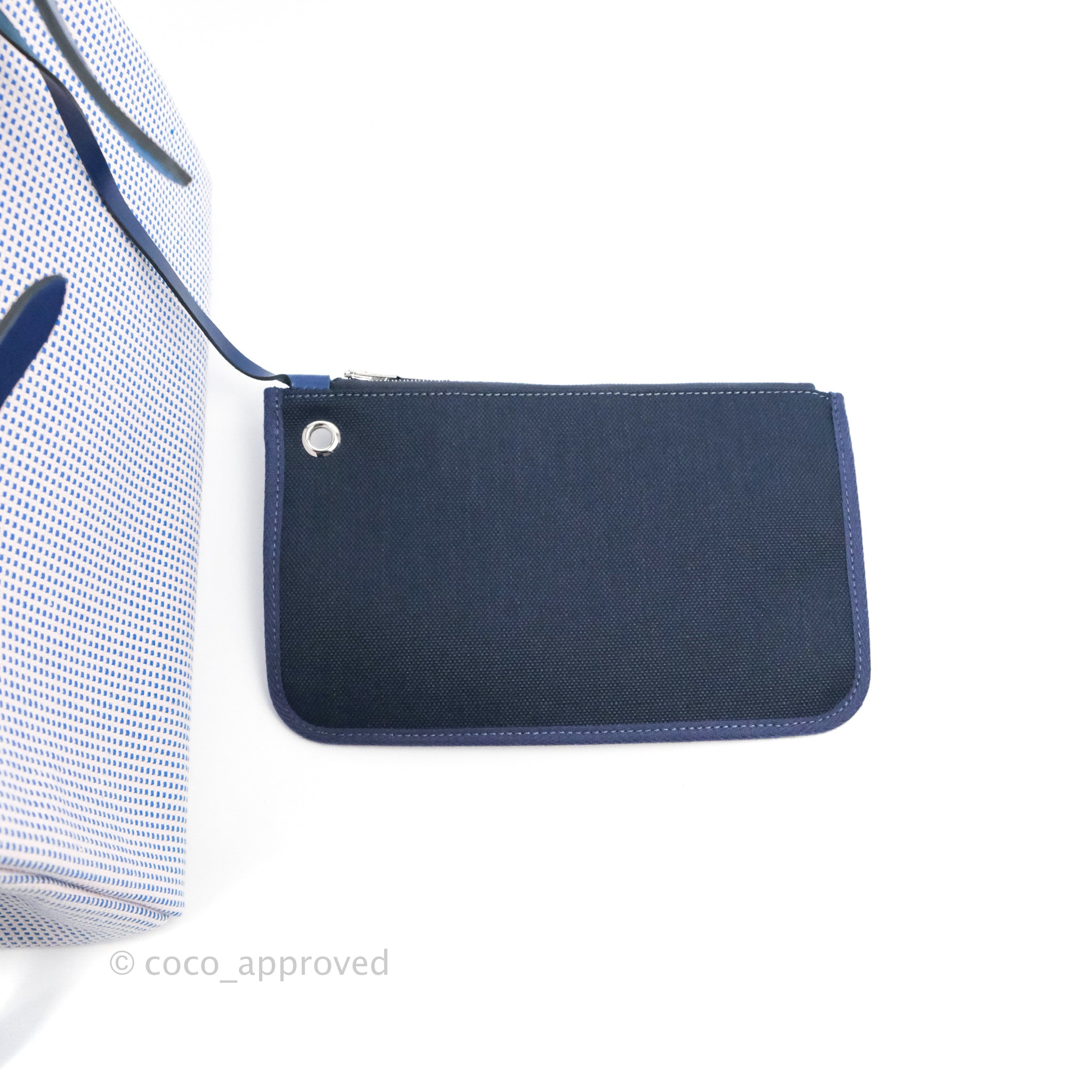 💯% Authentic Hermes Beige & Navy Blue Herbag Zip 31 Shoulder Bag