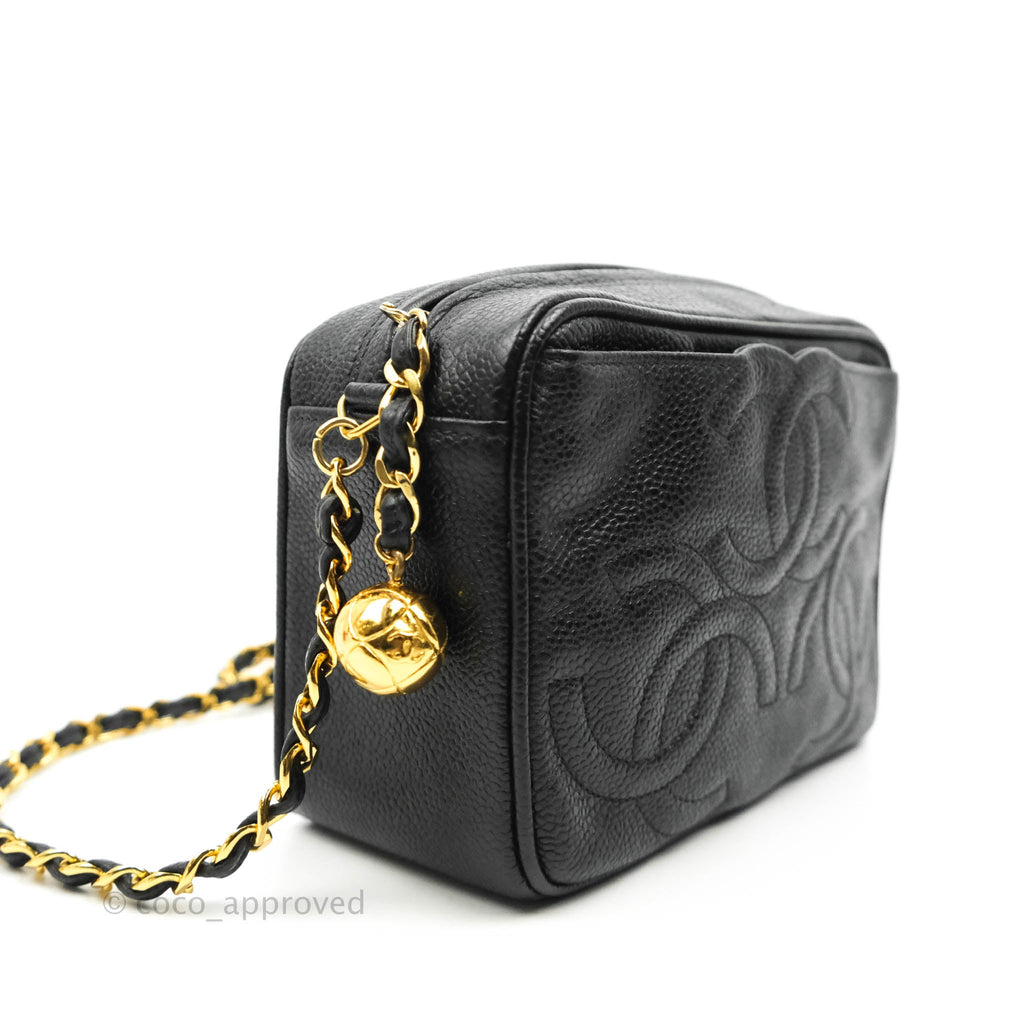 Chanel Vintage Camera Bag Black Caviar Gold Hardware